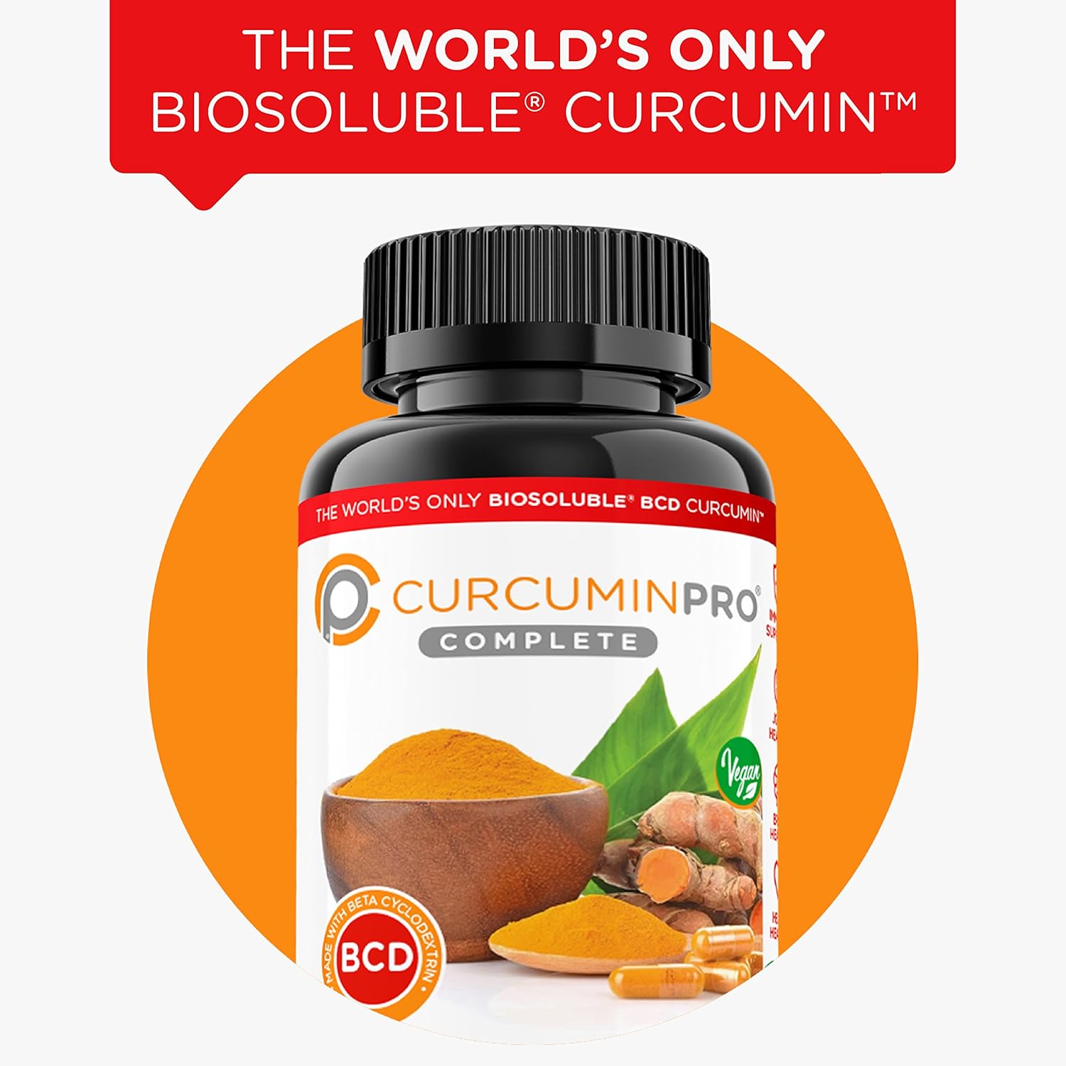 Vegan Curcuminpro Complete BCD with Organic Turmeric for Joint & Muscle Support - 60 Count