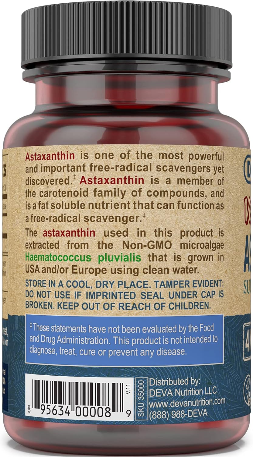 Vegan Deva Nutrition Astaxanthin 4mg Capsules - 30 Count