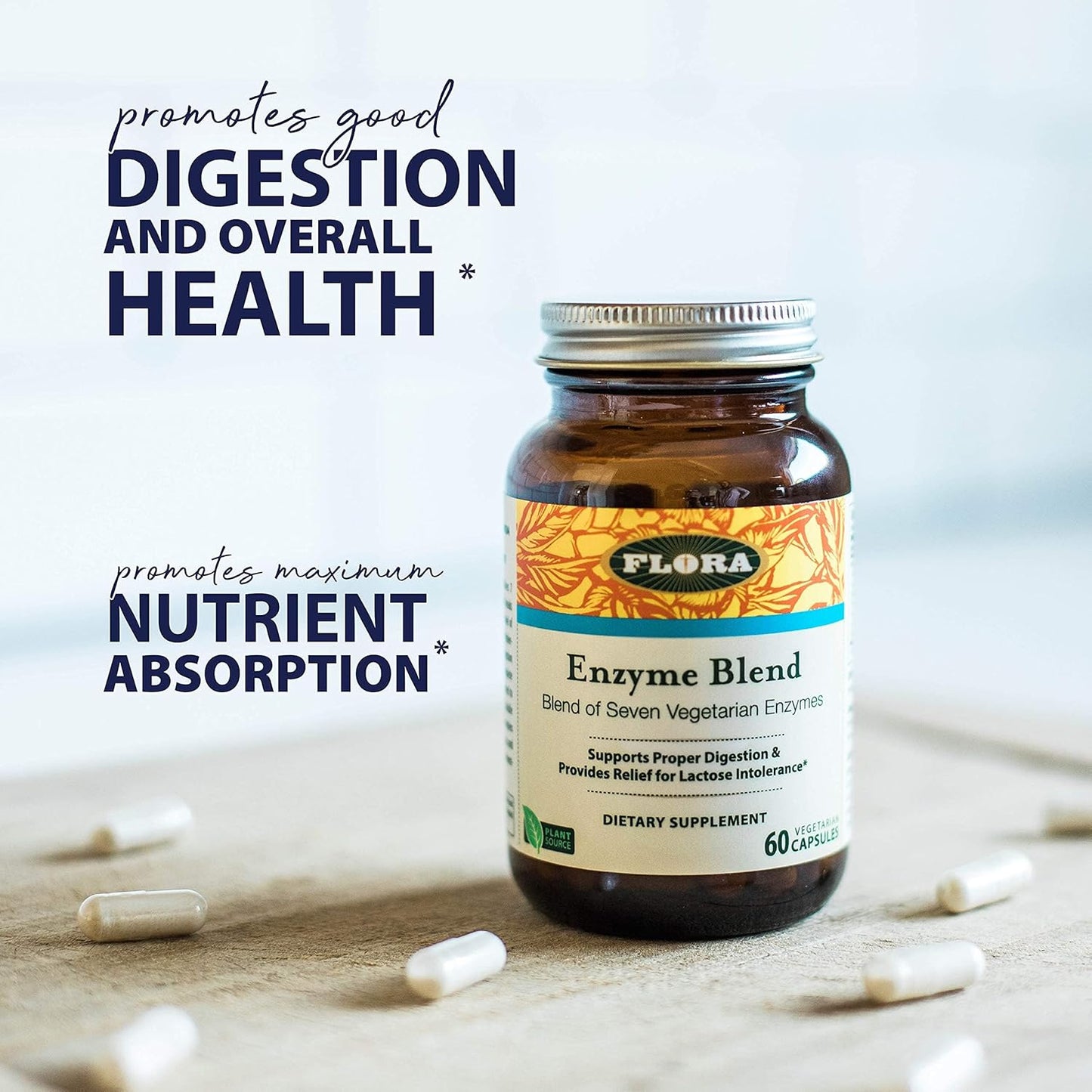 Vegan Digestive Enzyme Blend - Udo's Choice Flora Health, 90 Vegetarian Capsules