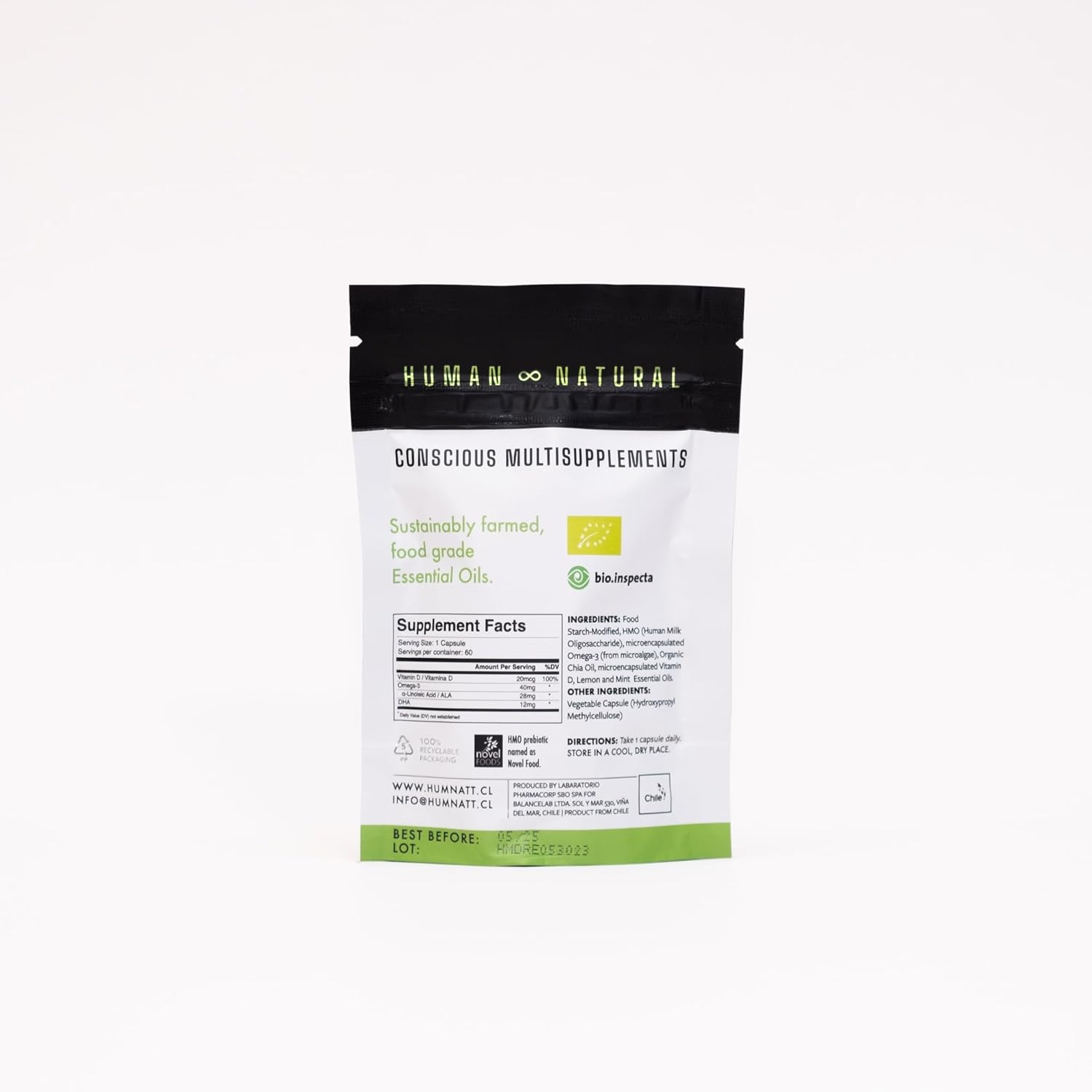 Vegan Digestive Relief Capsules with Vitamin D, Omega-3, HMO, Chia Oil, Lemon & Peppermint Oils - Bloating & Gut Health Support