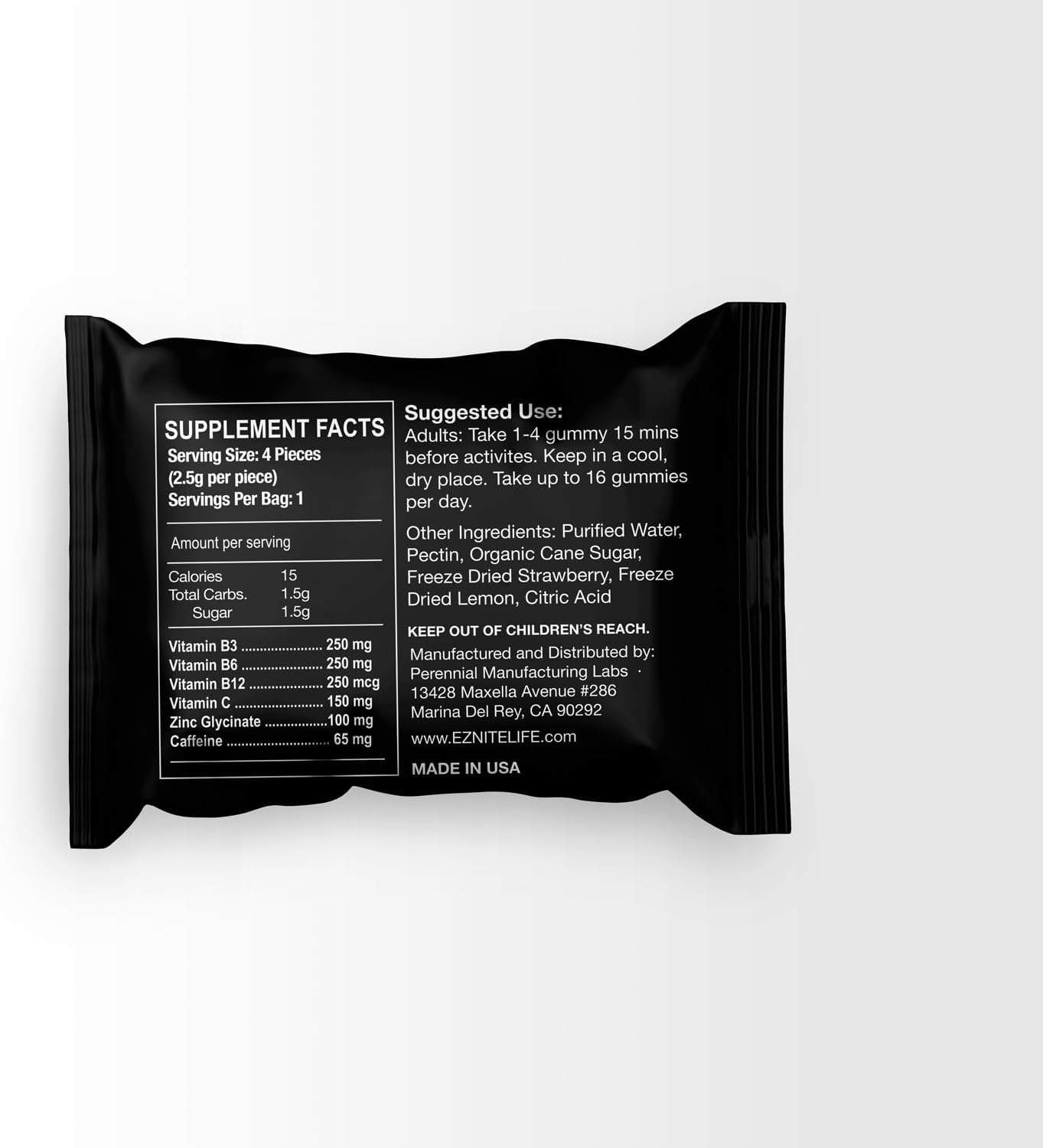 Vegan Energy Gummies with Caffeine & Vitamins | Gluten-Free, Non-GMO Supplement for Focus & Energy | Pack of 12 Individually Wrapped Gummies