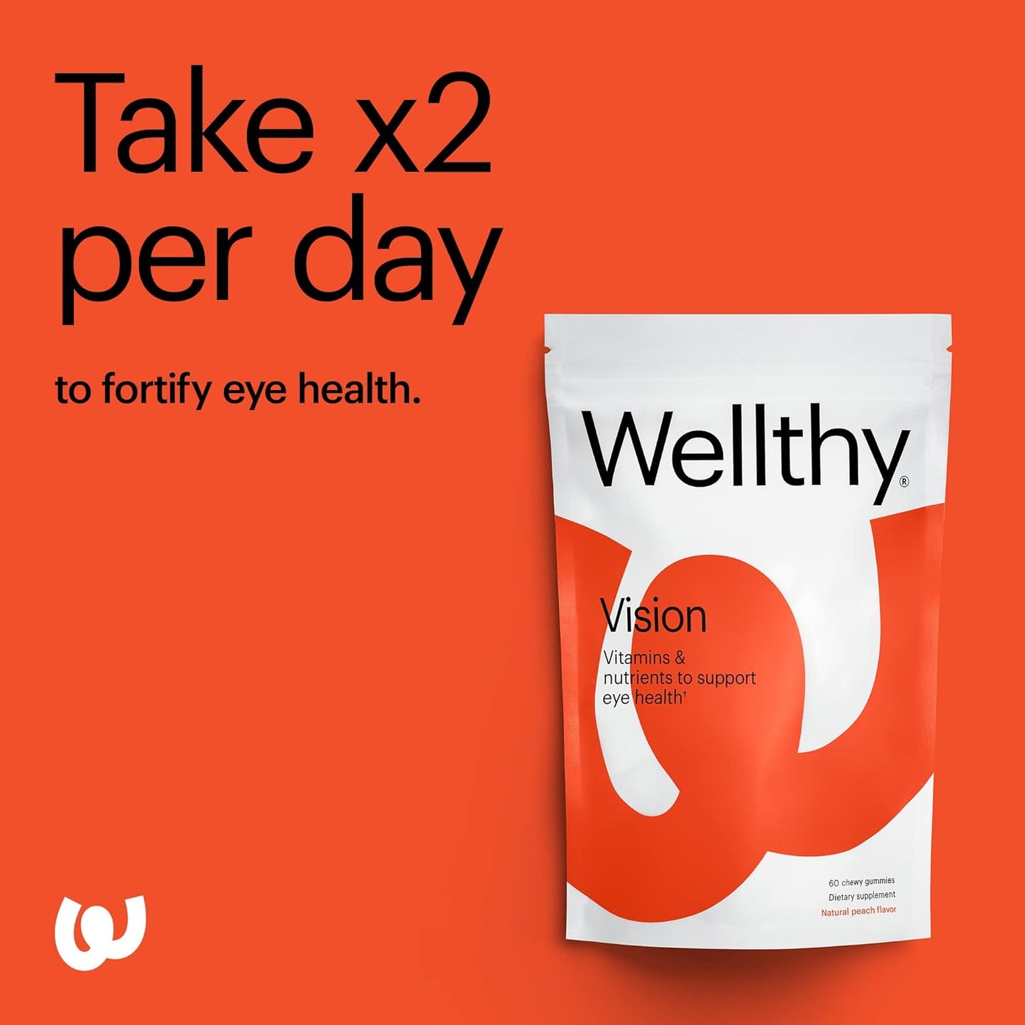 Vegan Eye Health Gummies with Lutein, Beta-Carotene & Zinc (Peach Flavor, 30 Day Supply) - Supports Adult Vision Health by Wellthy