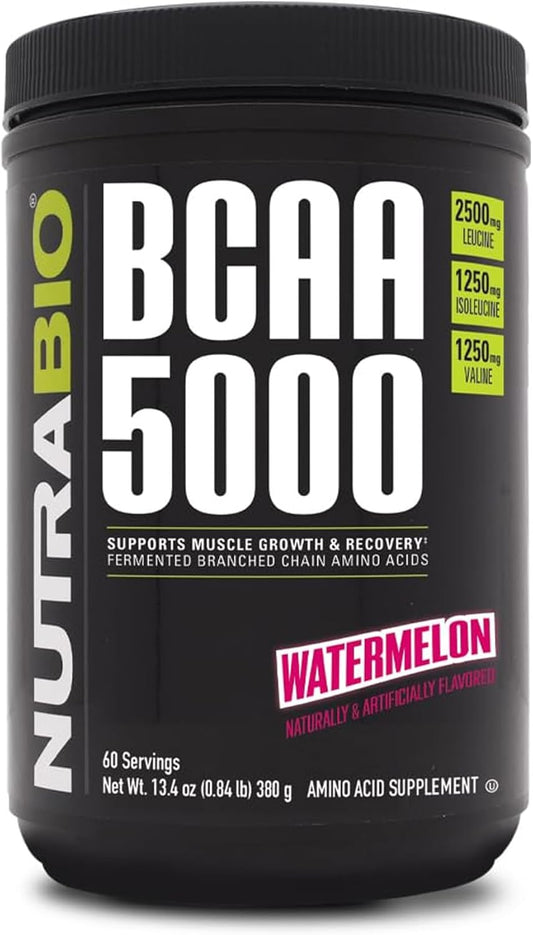 Vegan Fermented BCAA Powder for Lean Muscle Growth, Recovery, Endurance - Watermelon Flavor - 60 Servings
