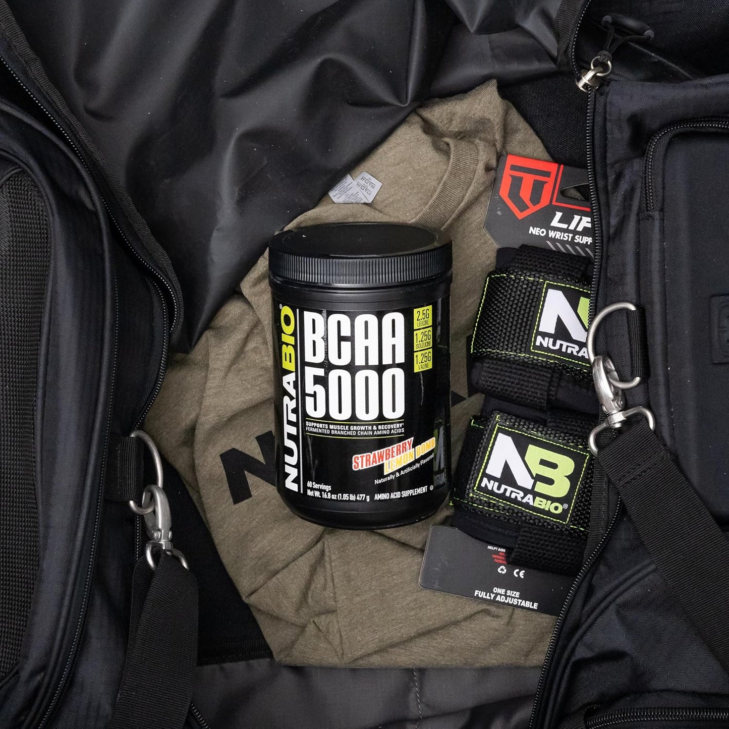 Vegan Fermented BCAA Powder for Lean Muscle Growth, Recovery, and Endurance - NutraBio BCAA 5000 - 60 Servings - Strawberry Lemon Flavor