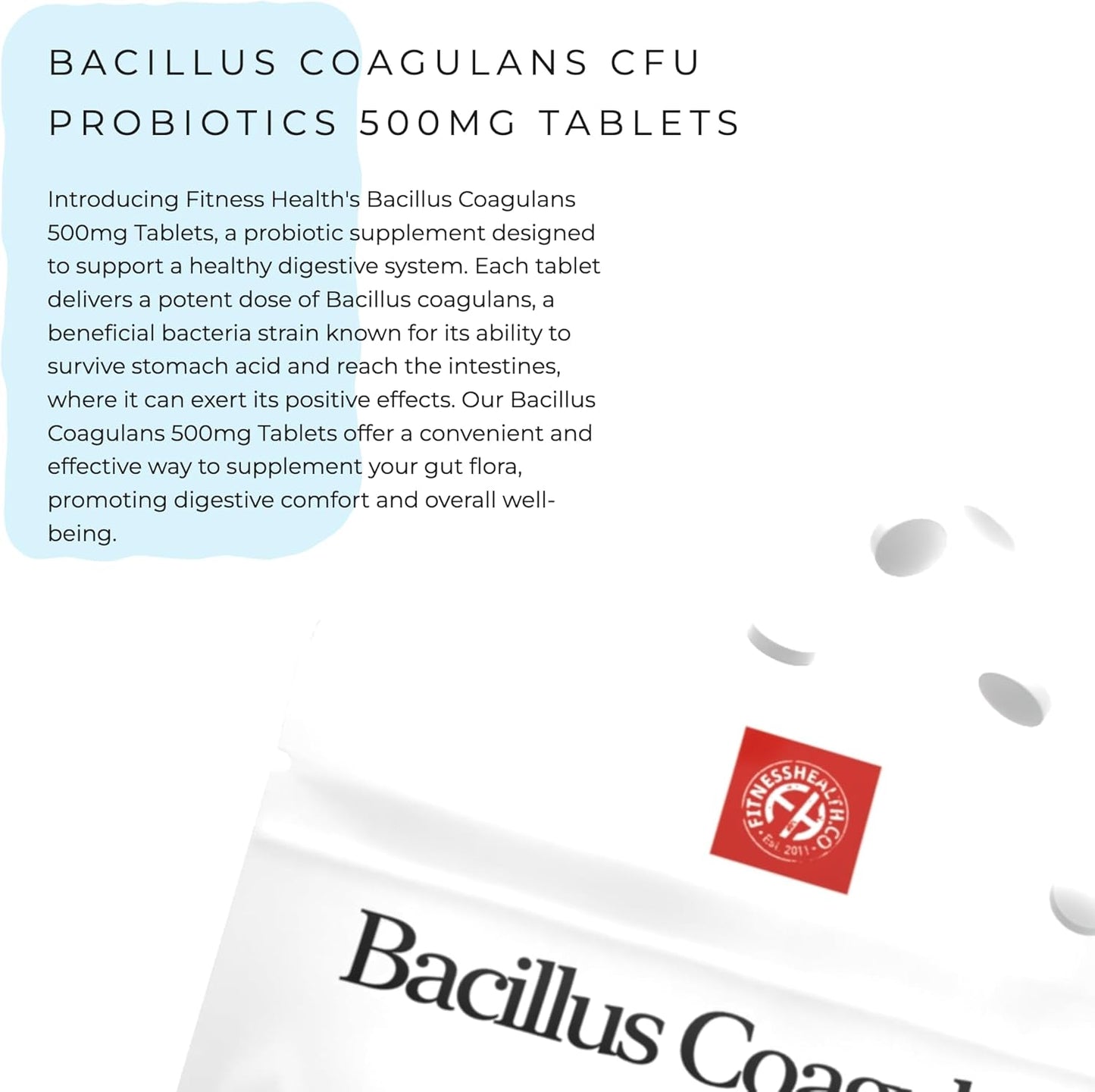 Vegan Fitness Health Bacillus Coagulans CFU Tablets 500MG - Resistant Support Supplement (120 Tablets) for Men & Women