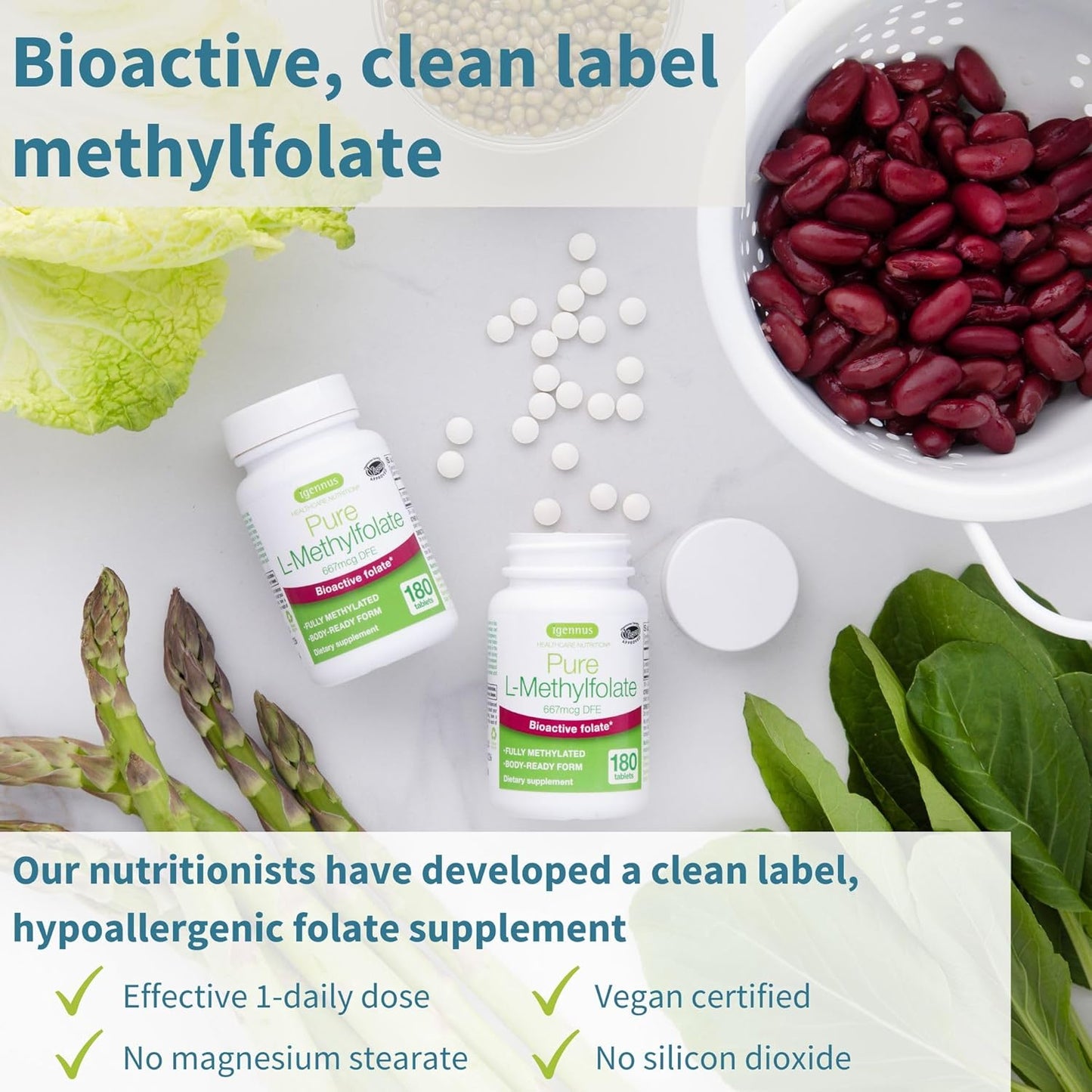 Vegan Folate & B12 Bundle: 400mcg Methylfolate + 5000mcg B12 Cherry Spray by Igennus