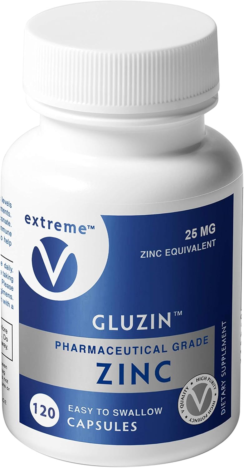Vegan-Friendly Gluzin 25MG Zinc Capsules for Ultimate Defense - Pharmaceutical Grade (120 Vegetarian Caps)