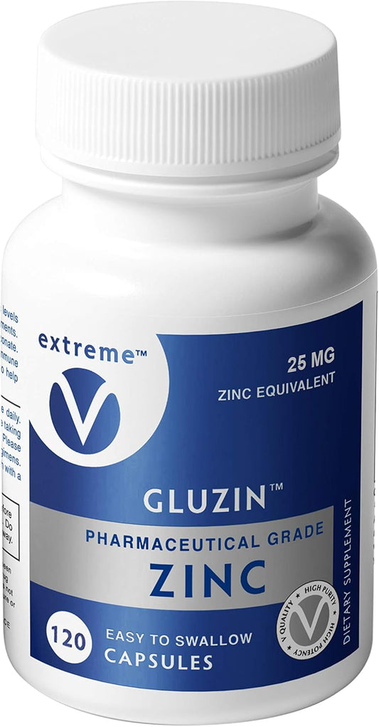 Vegan-Friendly Gluzin 25MG Zinc Capsules for Ultimate Defense - Pharmaceutical Grade (120 Vegetarian Caps)