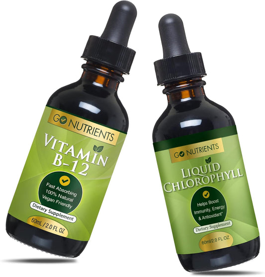 Vegan-Friendly Liquid Chlorophyll & B12 Sublingual Supplement - GMO-Free & Gluten-Free