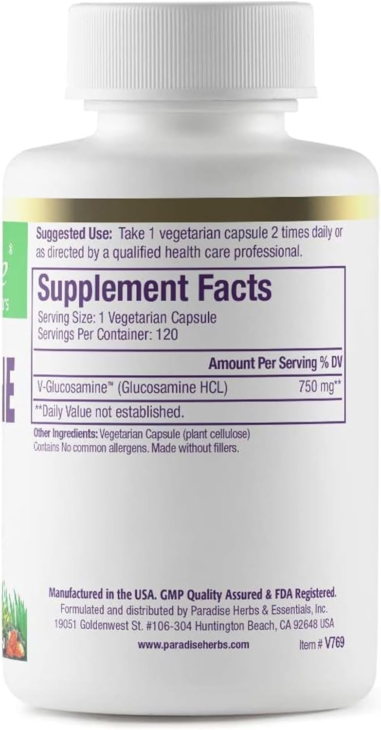 Vegan Glucosamine Supplement for Tissue and Joint Health - Super Potent, Ultra Pure, Non GMO, Gluten Free - 120 Capsules