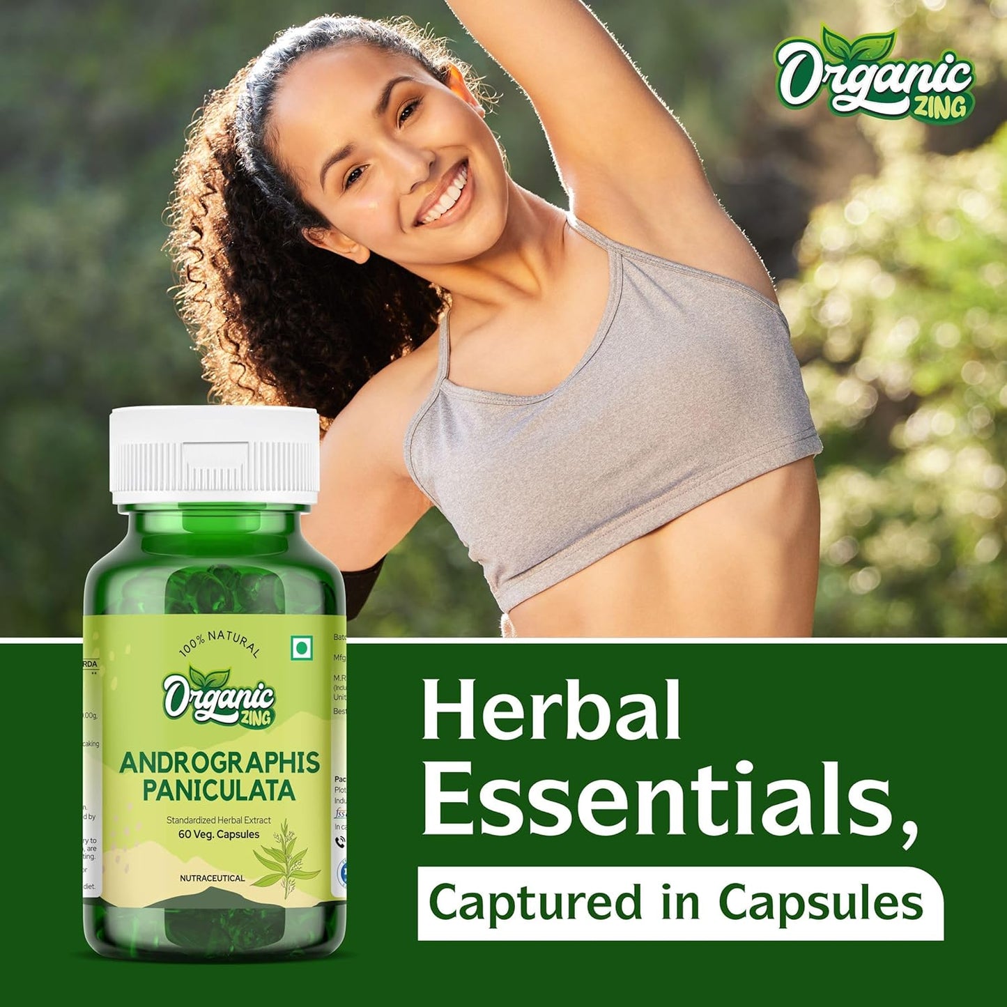 Vegan & Gluten-Free Organic Zing Andrographolide Capsules - 60 Capsules, 400mg