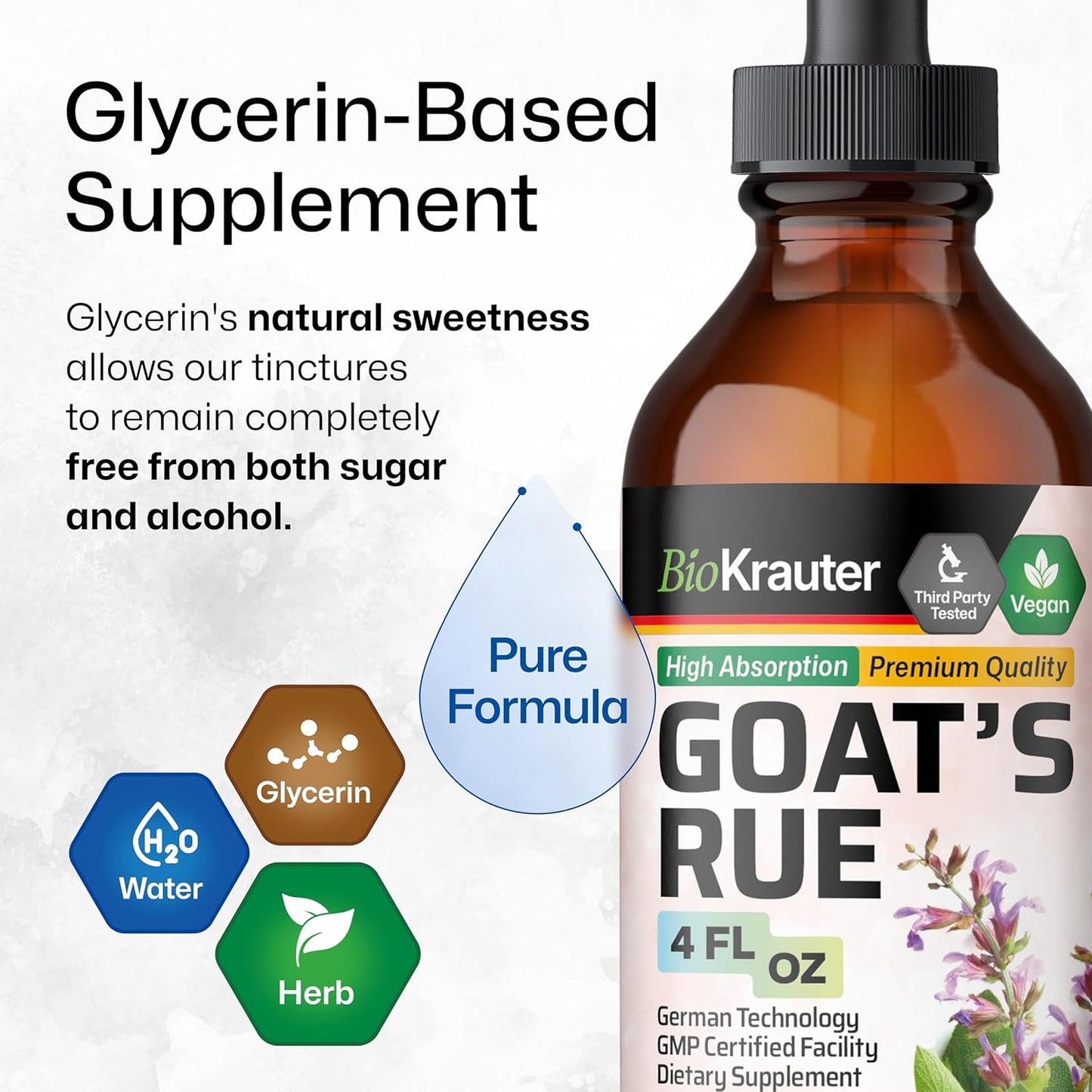 Vegan Goats Rue Lactation Tincture Drops - Alcohol & Sugar Free - 4 Fl.Oz.