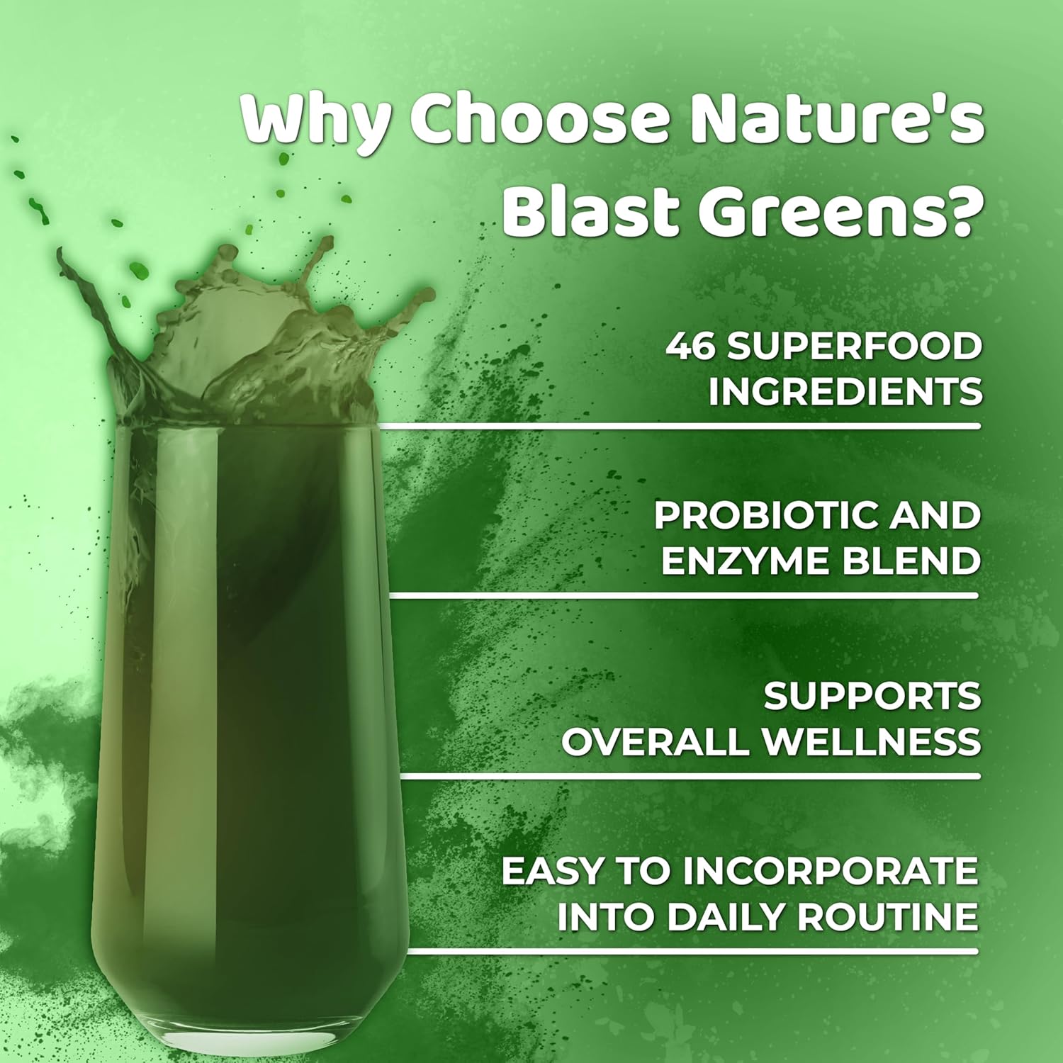 Vegan Greens Superfood Powder with 46 Superfoods, Probiotics & Enzymes - Boost Gut Health, Metabolism & Energy - 30 Servings