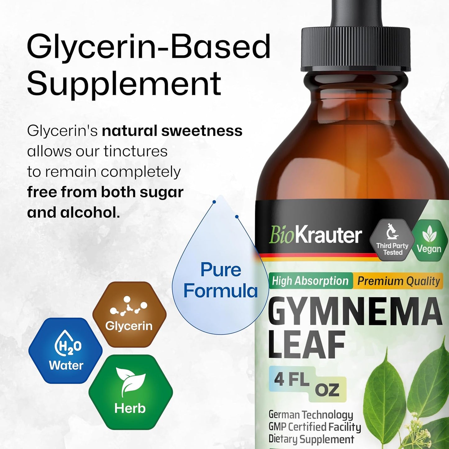 Vegan Gymnema Sylvestre Extract Drops - Alcohol & Sugar Free - Gymnema Leaf Extract 4 Fl.Oz.