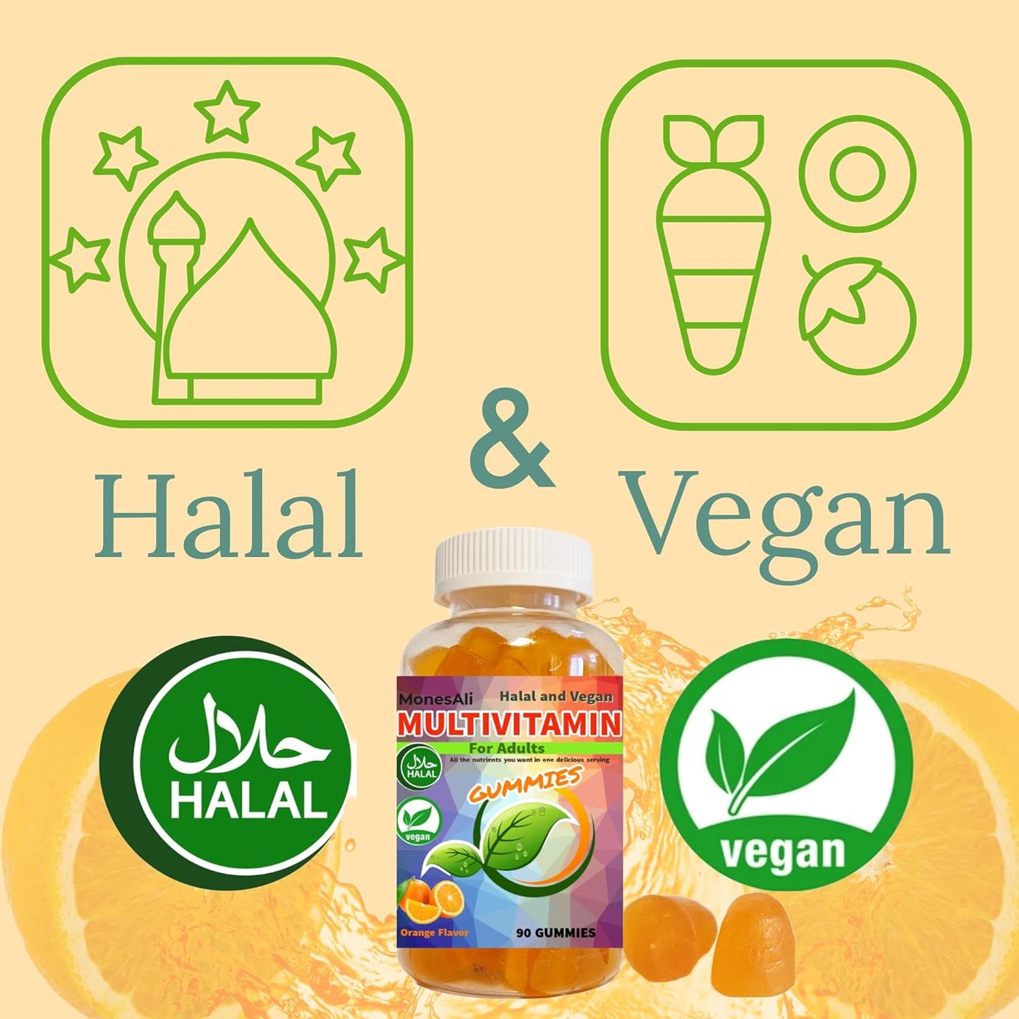 Vegan Halal Multivitamin Gummies for Men and Women - Daily Supplement