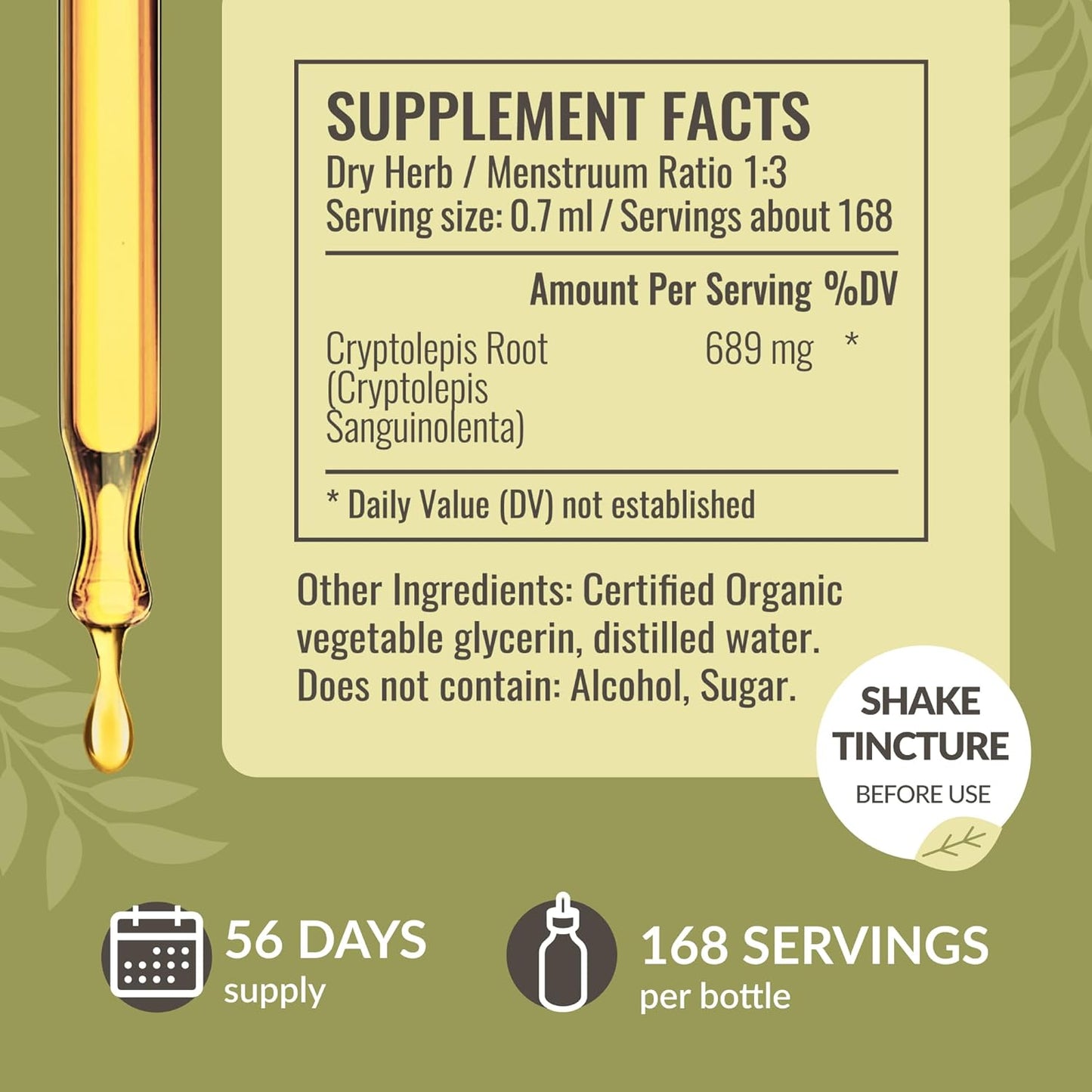 Vegan HERBAMAMA Cryptolepis Tincture: Immune Support & Detox - Non-GMO, Alcohol & Sugar-Free 56-Day Supply