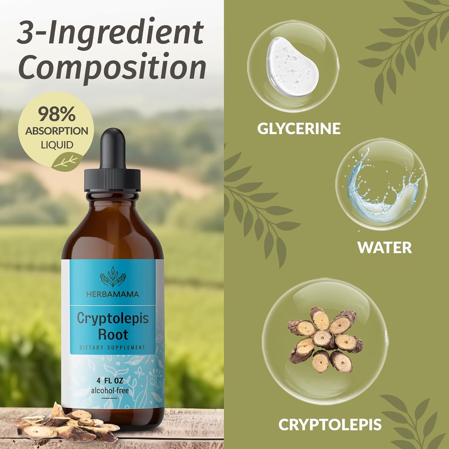 Vegan HERBAMAMA Cryptolepis Tincture: Immune Support & Detox - Non-GMO, Alcohol & Sugar-Free 56-Day Supply
