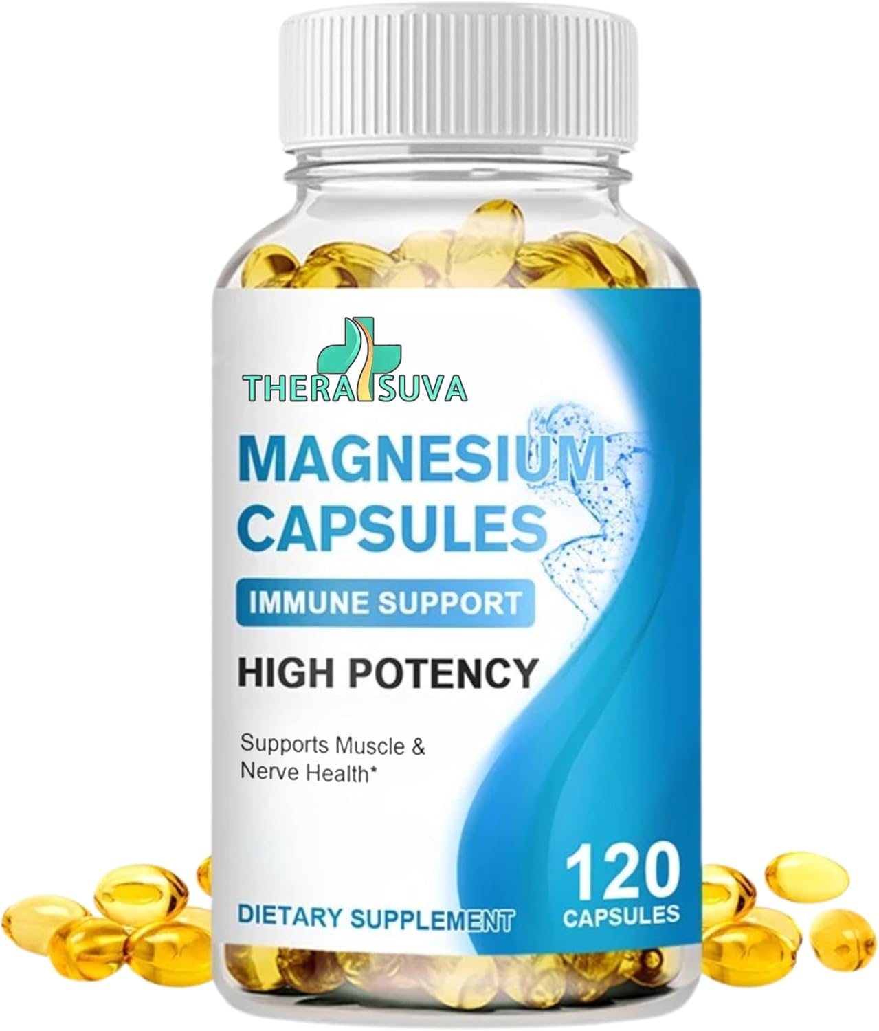 Vegan High Absorption Magnesium with Vitamin D & B6 - 120 Softgel Capsules, Natural Bone & Nerve Health