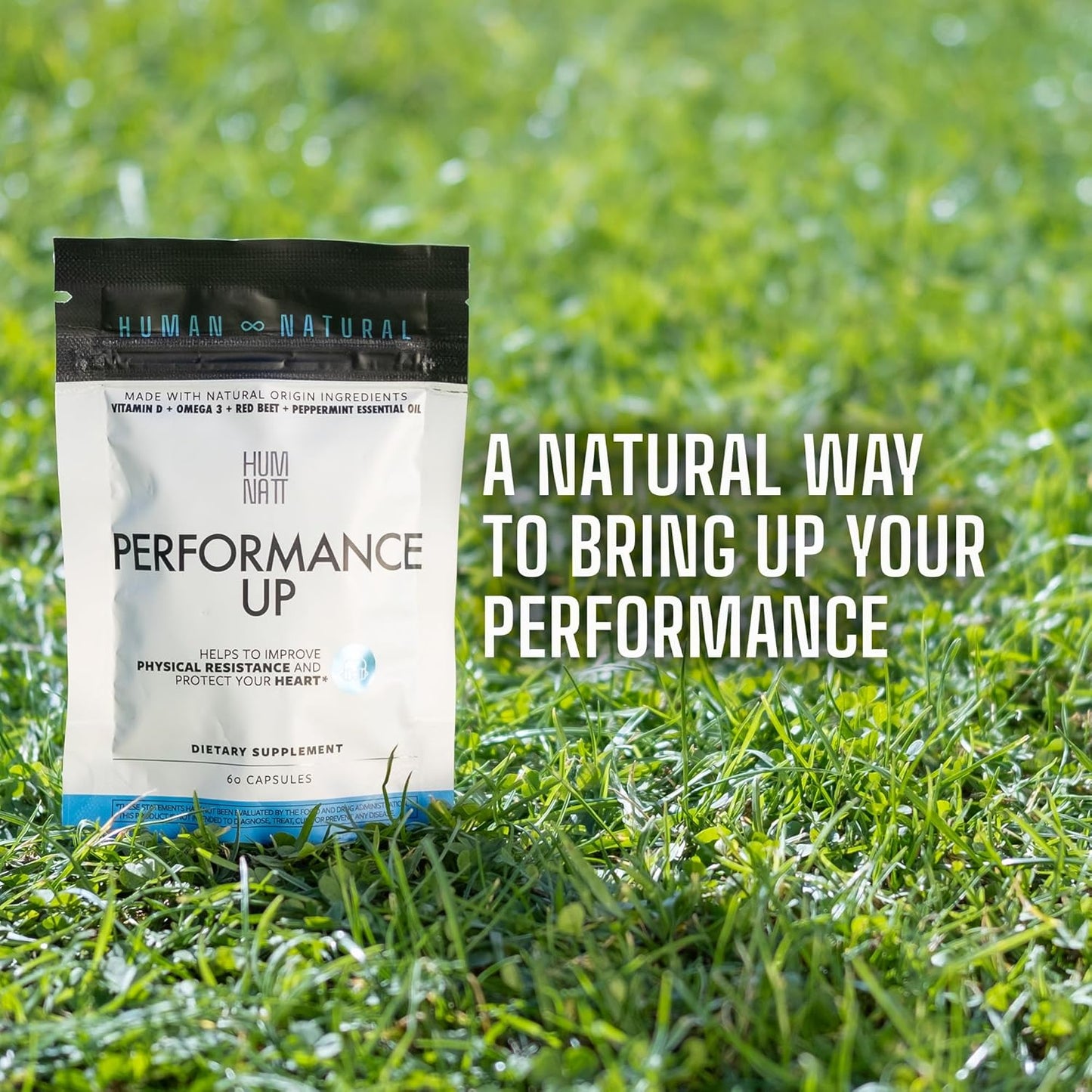 Vegan Humnatt Performance Supplement with Vitamin D, Omega-3, Beetroot & Peppermint Oil for Natural Energy and Endurance Support - 60 Capsules