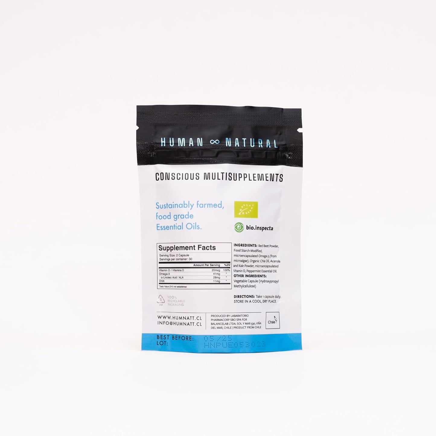 Vegan Humnatt Performance Supplement with Vitamin D, Omega-3, Beetroot & Peppermint Oil for Natural Energy and Endurance Support - 60 Capsules