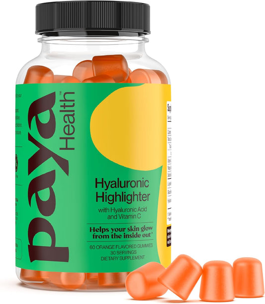 Vegan Hyaluronic Acid & Vitamin C Gummies for Bright, Dewy Skin - Non-GMO, Gelatin-Free, Orange Flavor - 30-Day Supply