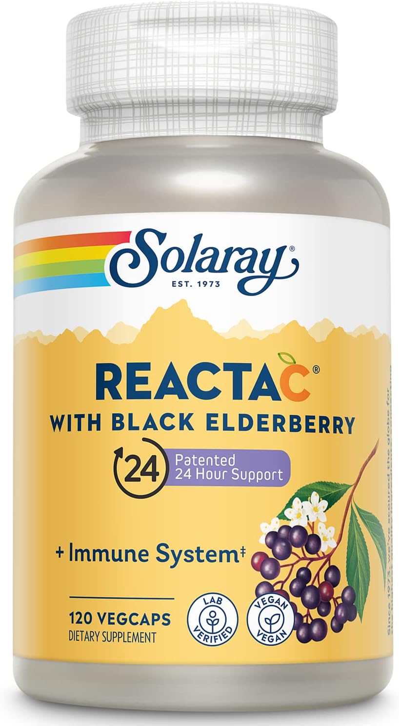 Vegan Immune Support Supplement with Vitamin C and Elderberry Extract - 120 Capsules