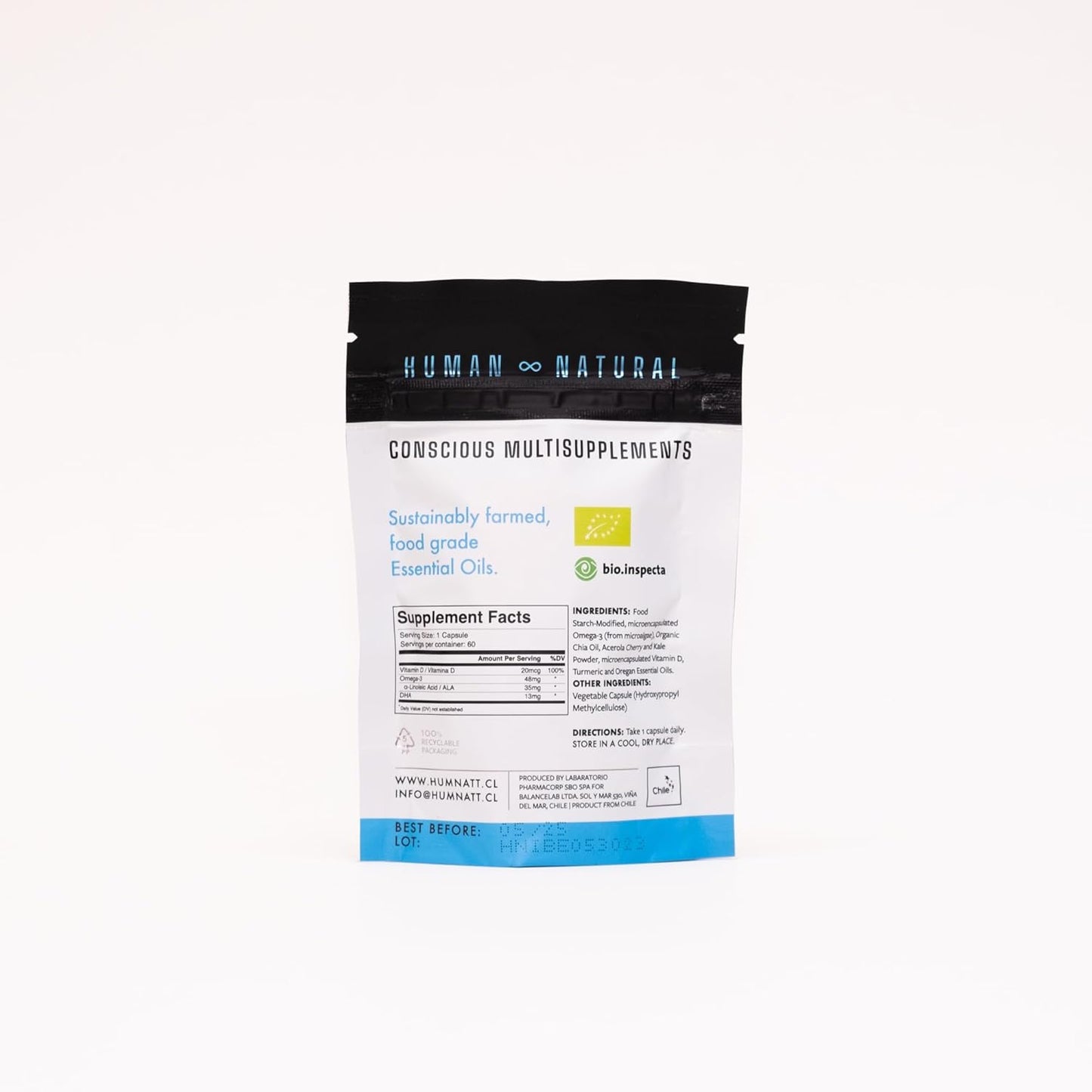 Vegan Immunity Booster Capsules with Vitamin D, Omega-3, Acerola, Kale, Chia & Oregano Oil - 60 Count