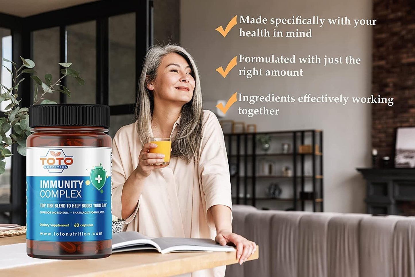 Vegan Immunity Support Supplement with Vitamin C, D, Elderberry, Echinacea, and Zinc for Boosting Immune System Health