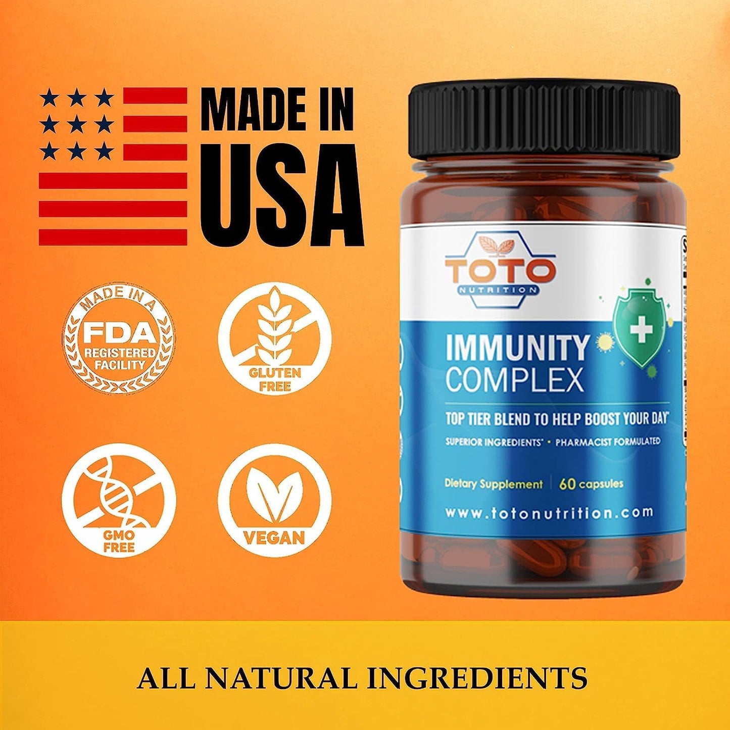 Vegan Immunity Support Supplement with Vitamin C, D, Elderberry, Echinacea, and Zinc for Boosting Immune System Health