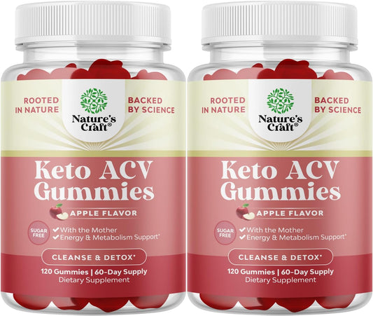 Vegan Keto Apple Cider Vinegar Gummies - Extra Strength for Cleanse and Detox - Sugar-Free and Delicious - Non GMO - 4 Month Supply