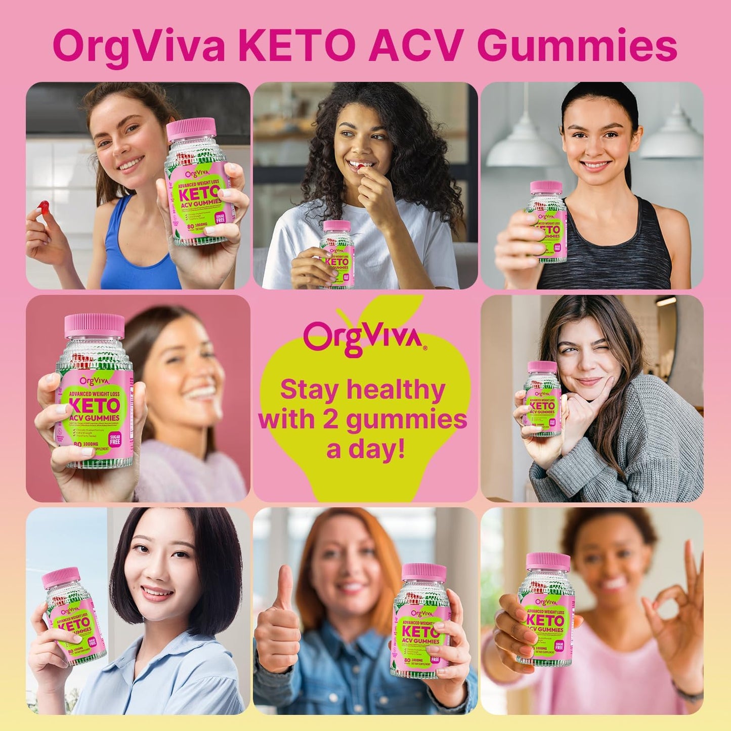 Vegan Keto Apple Cider Vinegar Gummies with B12 for Weight Loss - Gluten-Free, Boost Metabolism, Energy, Digestive Health