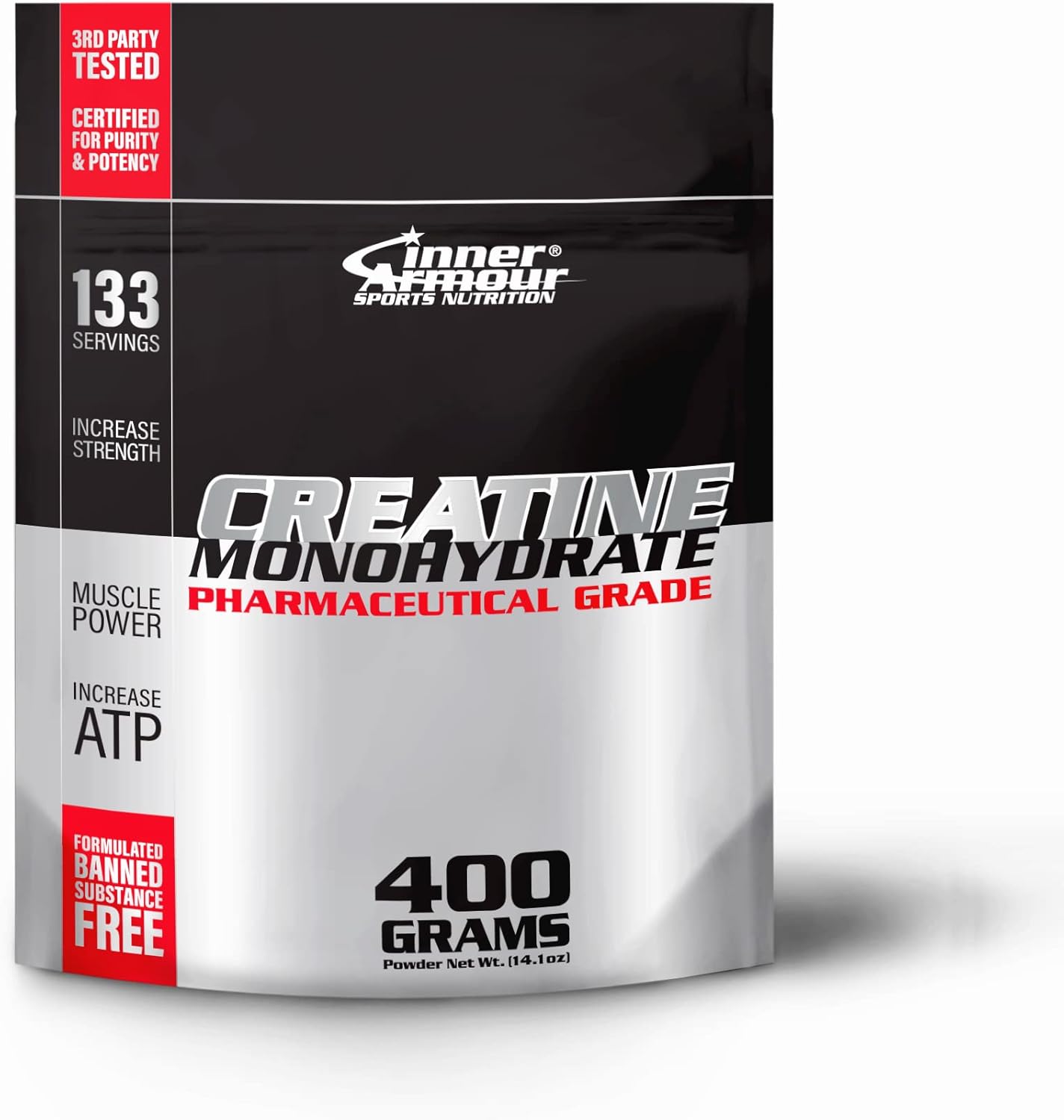 Vegan Keto-Friendly Creatine Monohydrate Powder for Muscle Strength & Endurance - Fast Dissolving - 400g - 133 Servings
