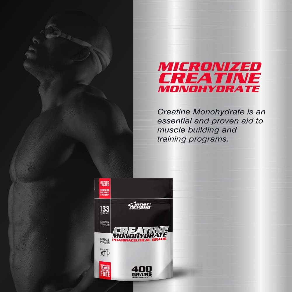 Vegan Keto-Friendly Creatine Monohydrate Powder for Muscle Strength & Endurance - Fast Dissolving - 400g - 133 Servings