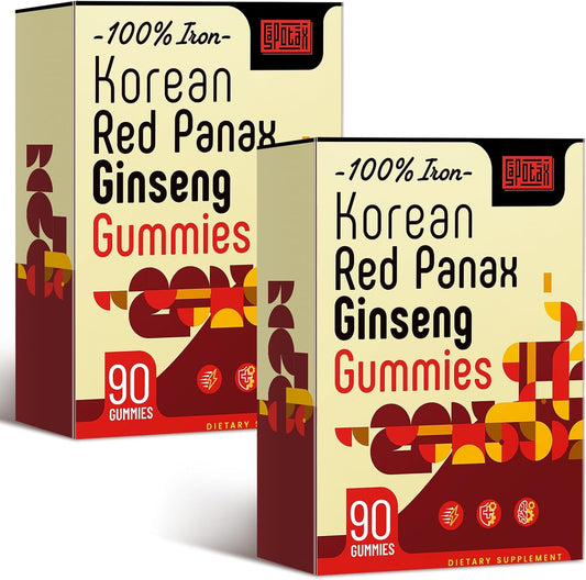 Vegan Korean Red Ginseng Gummies Supplement with Korean Red Ginseng Extract - 180 Count