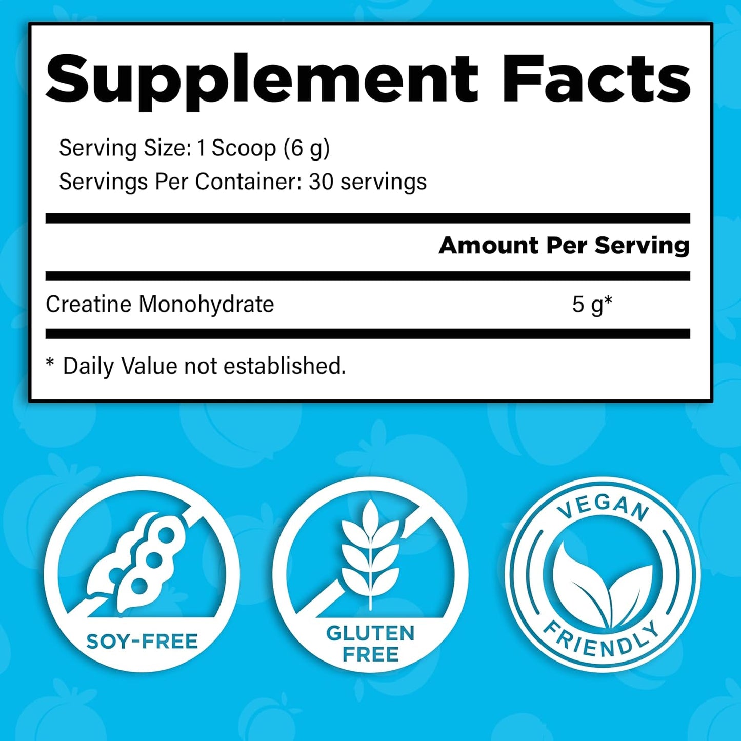 Vegan Kosher Blue Raspberry Curvy Body Creatine Monohydrate Powder 180g - Workout Support - 30 Servings