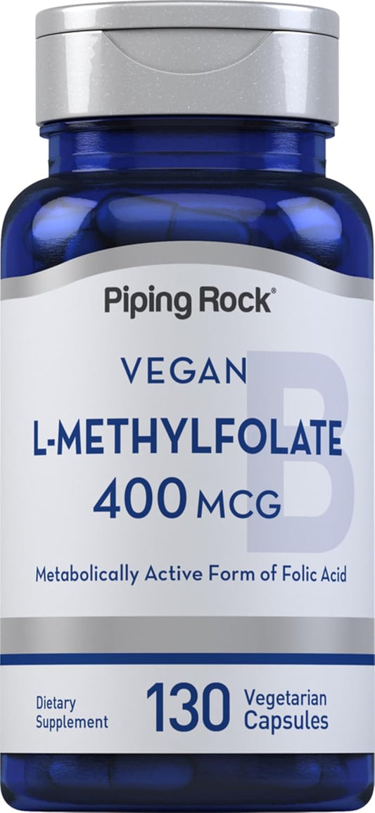 Vegan L MethylFolate Supplement | 400 mcg | 130 Capsules | Vegetarian | Non-GMO, Gluten Free