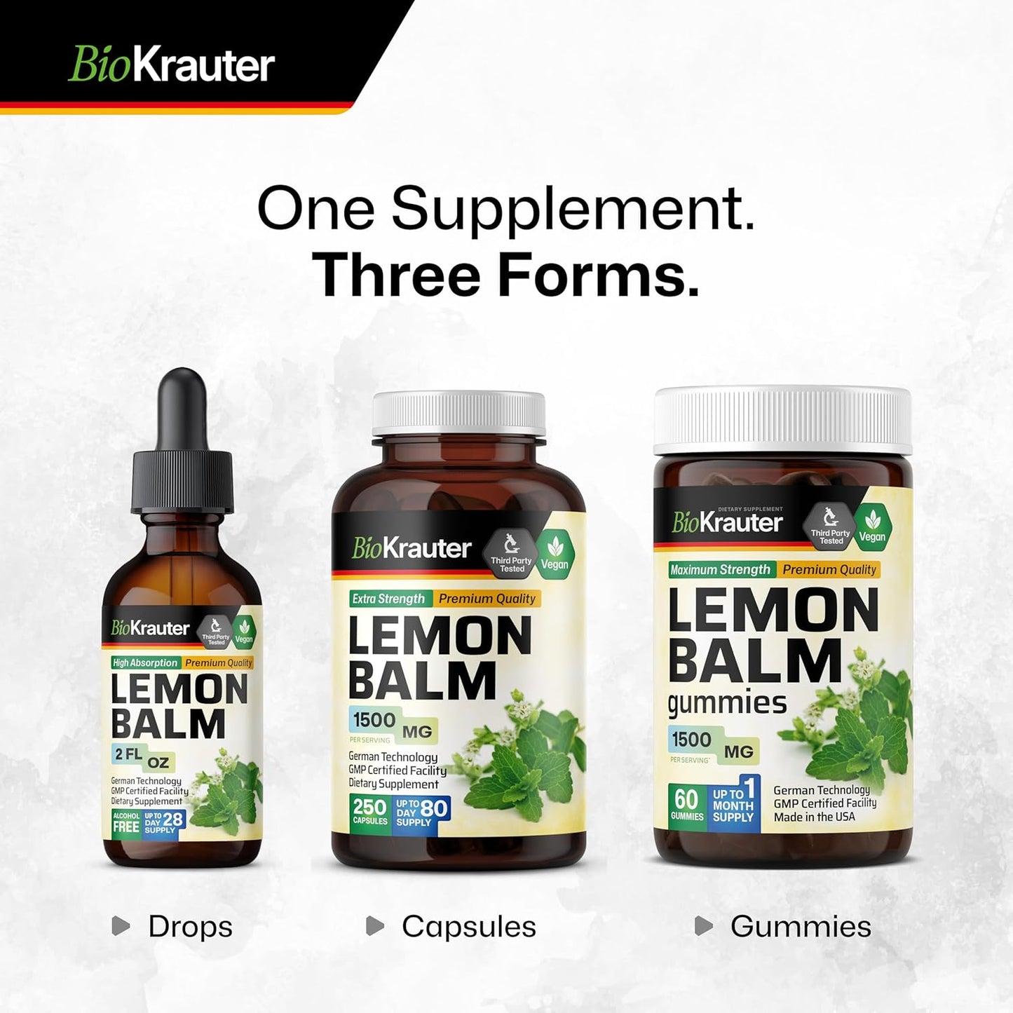 Vegan Lemon Balm Leaf Extract Tincture for Calmness Support - Alcohol & Sugar-Free - 2 Fl. Oz.