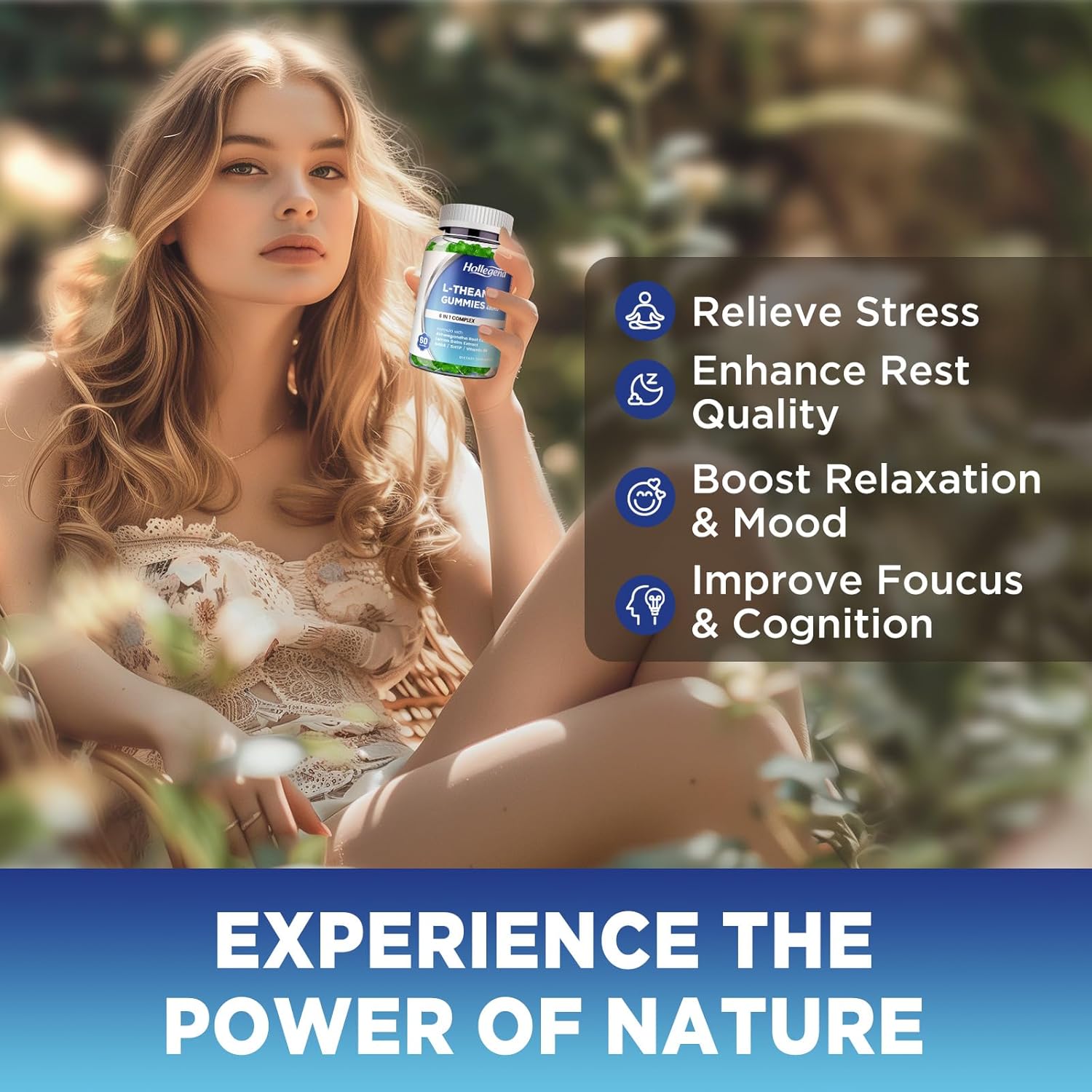 Vegan Lemon Flavored L-Theanine Gummies with Ashwagandha and GABA for Relaxation, Sleep, and Focus Support - 120 Count