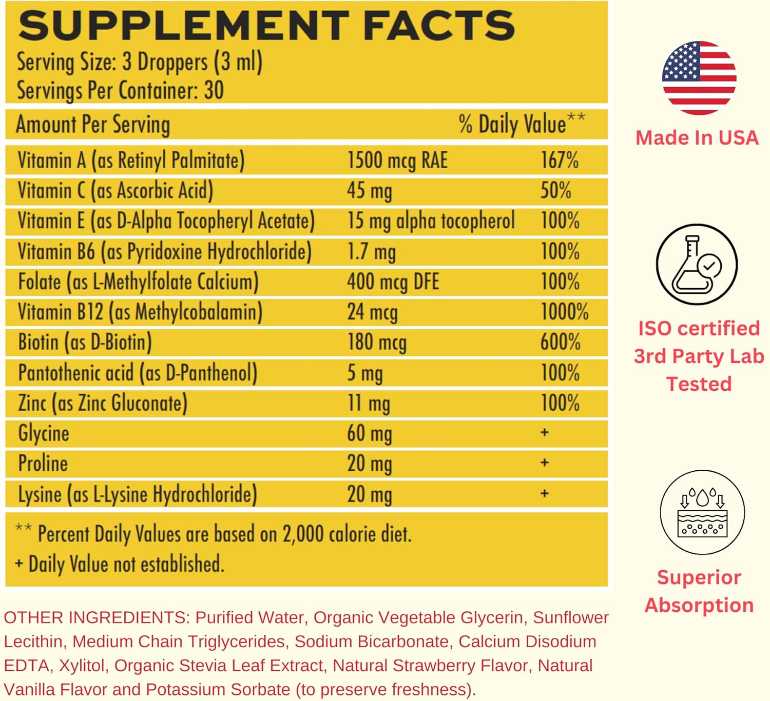 Vegan Liposomal Liquid Collagen Booster Drops for Healthy Hair, Skin, and Nails | Non-GMO, Sugar-Free, Gluten-Free Formula | Easy Application