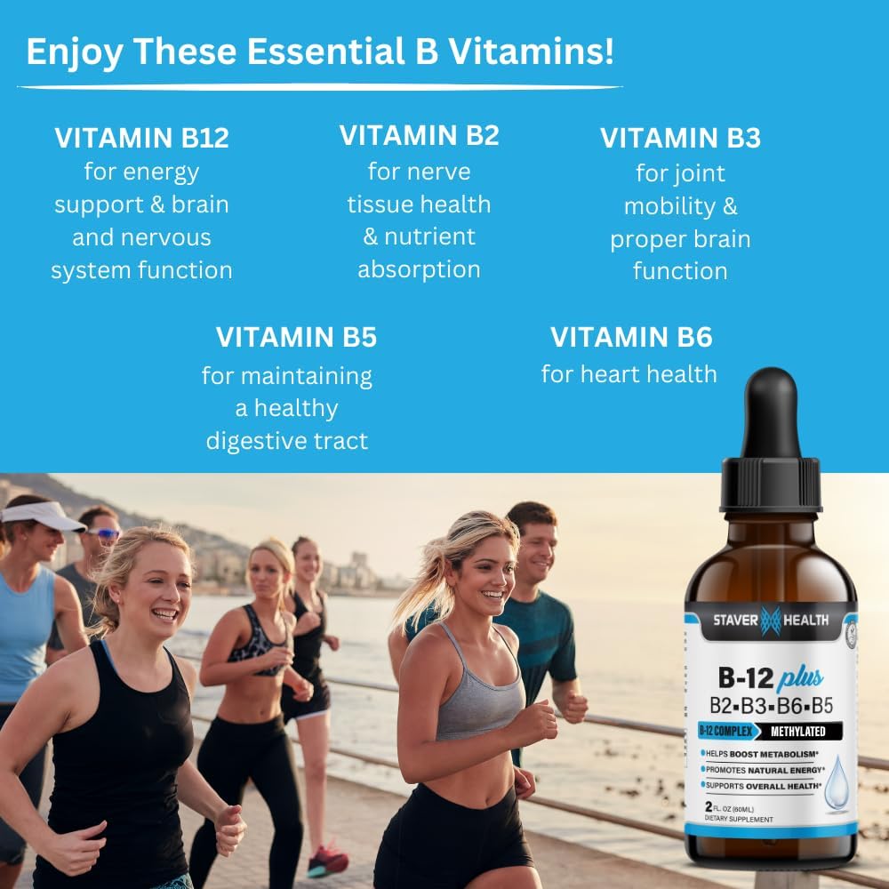 Vegan Liquid B Complex Vitamin Supplement for Energy Support - 2 Month Supply - Non-GMO - Gluten Free - 2 Fl Oz