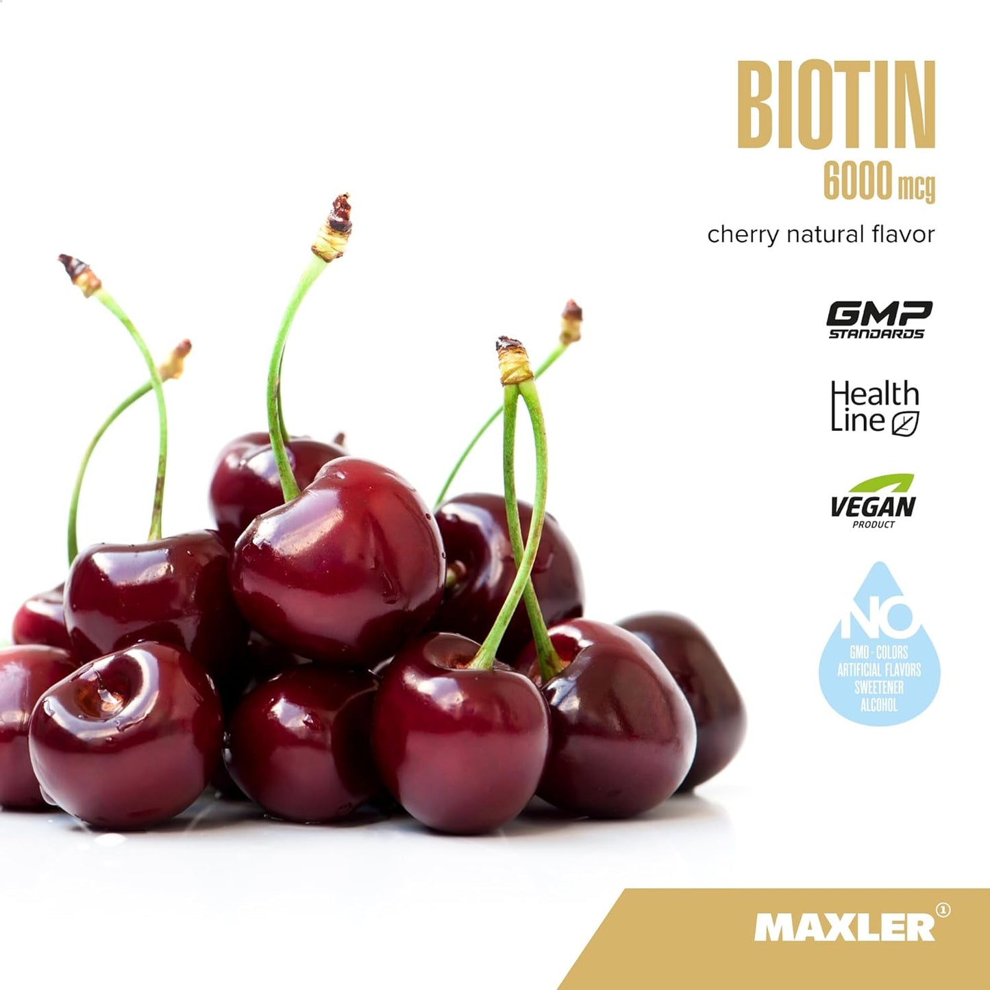 Vegan Liquid Biotin Drops for Hair, Skin, and Nails - 6000mcg per Serving - Cherry Flavor - Biotin Supplement for Metabolism of Nutrients