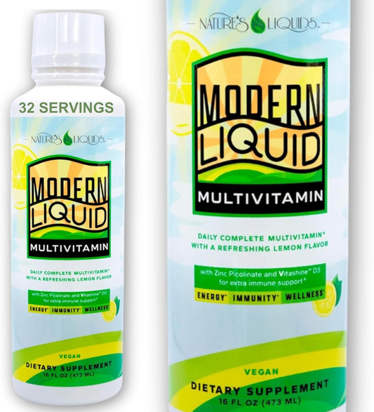 Vegan Liquid Multivitamin for Men and Women - Immunity, Energy, Wellness - Natural Citrus Flavor
