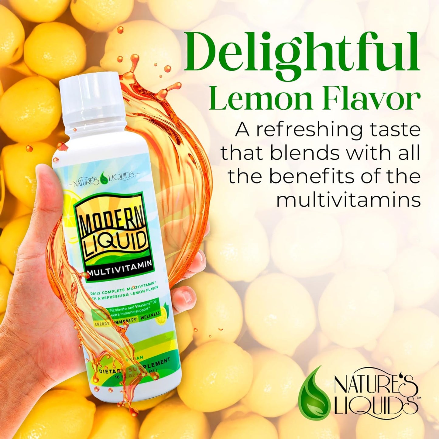 Vegan Liquid Multivitamin for Men and Women - Immunity, Energy, Wellness - Natural Citrus Flavor