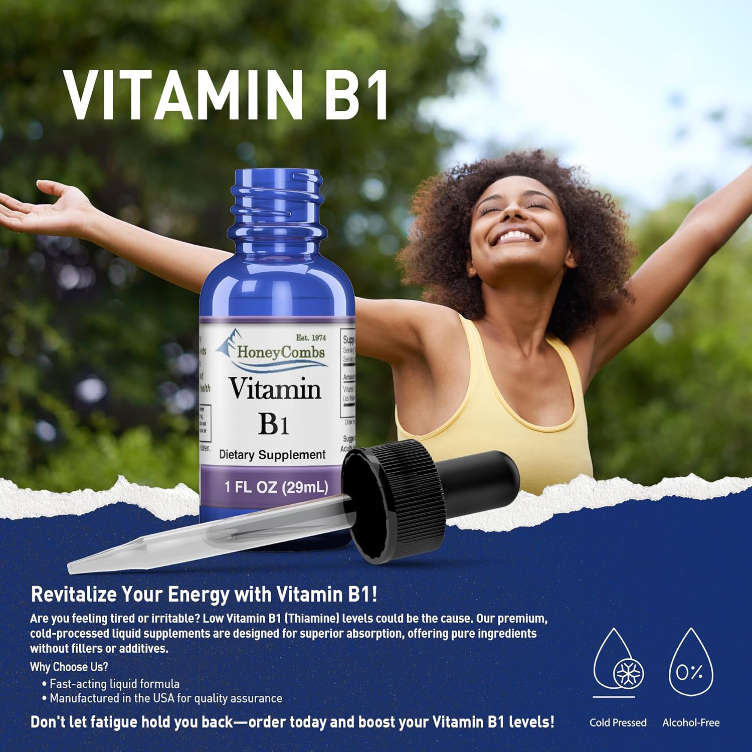Vegan Liquid Vitamin B1 & B2 Drops for Health, Digestion, Hair, Skin & Nails - Non-GMO & Alcohol-Free