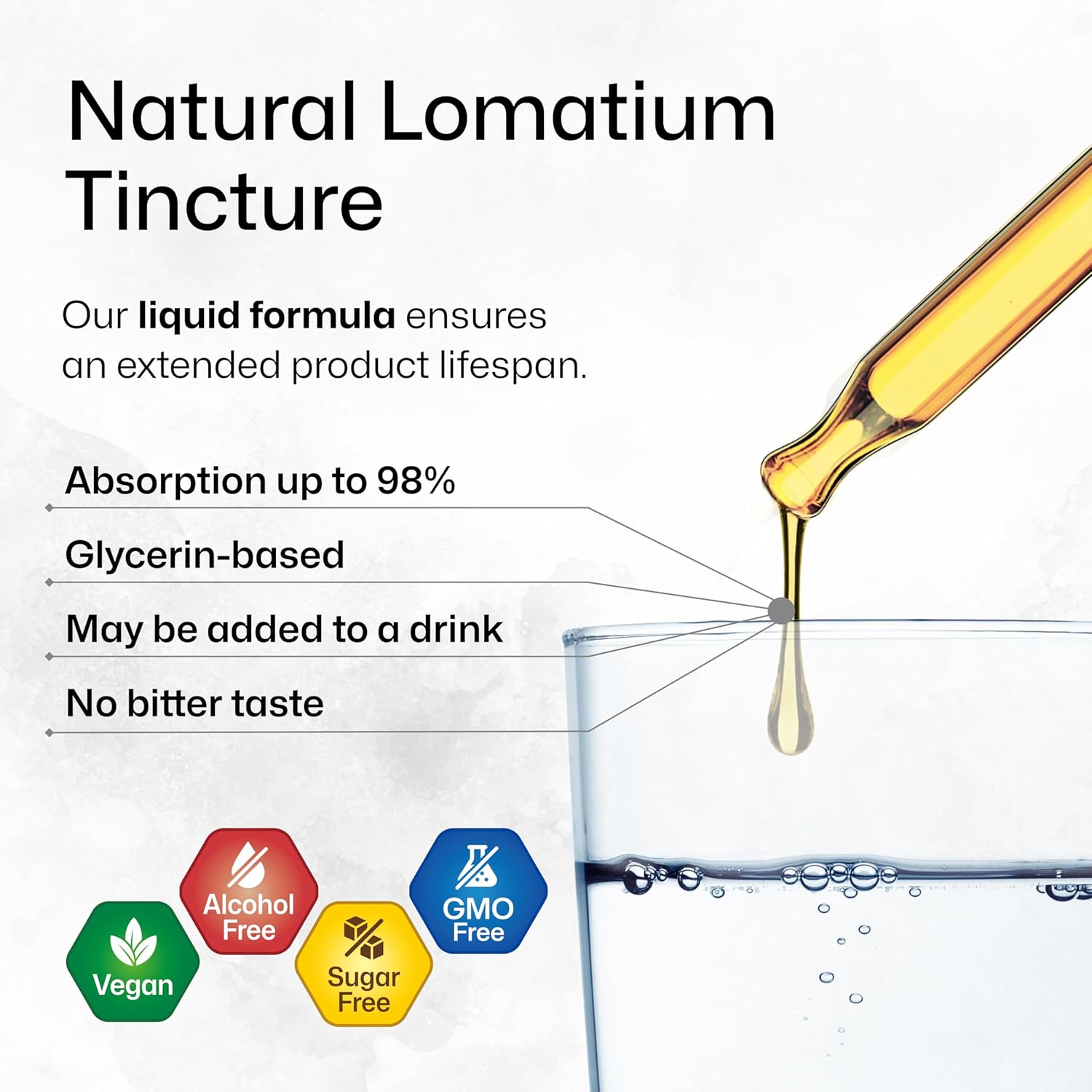 Vegan Lomatium Root Tincture for Immune & Lung Support - Alcohol & Sugar Free - 4 Fl.Oz.