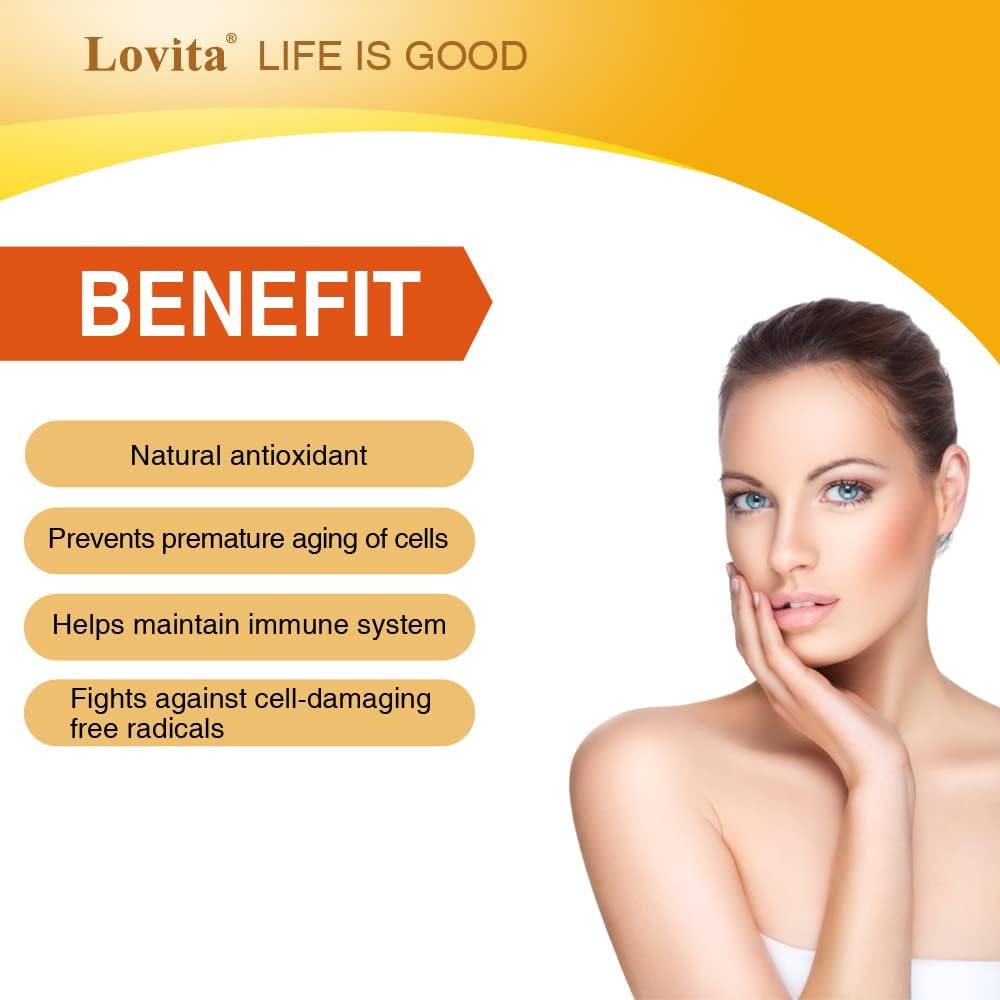 Vegan Lovita Vitamin E Softgels 400 IU - Natural Skin, Hair, Nails, Immune Support - 360 Vegetarian Softgels