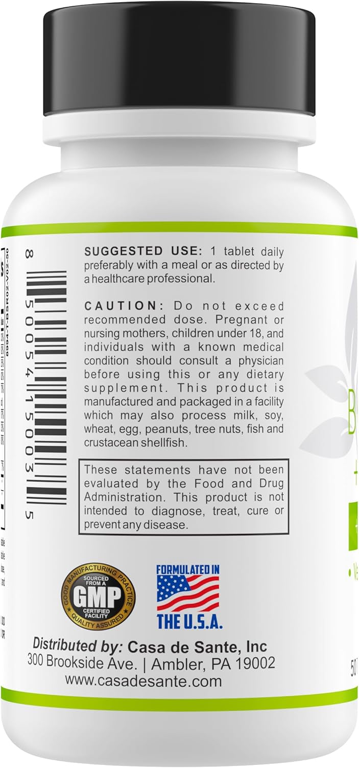 Vegan Low FODMAP Vitamin B-100 Complex with Inositol, Choline & PABA by Casa de Sante