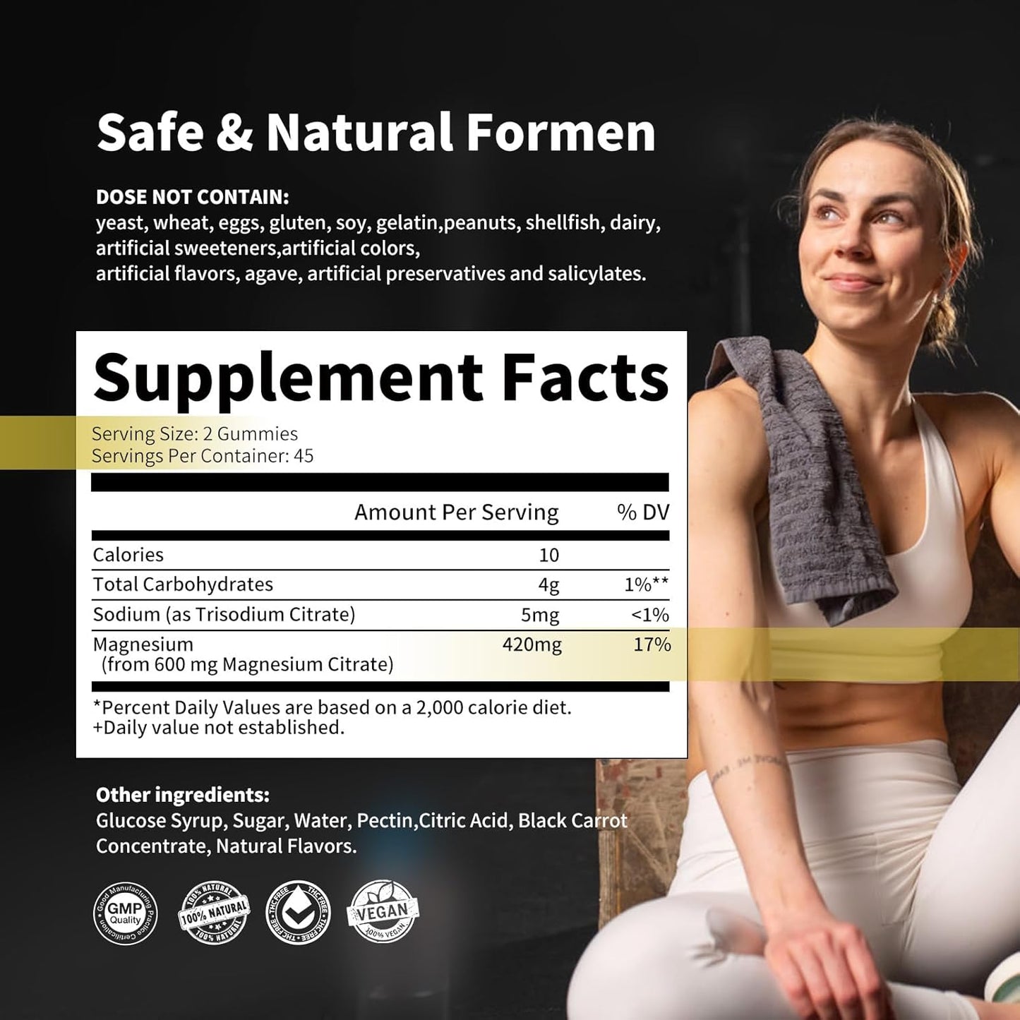 Vegan Magnesium Citrate Gummies 420mg - 90 Strawberry Gummies for Relaxation, Muscle, Bone & Energy Support