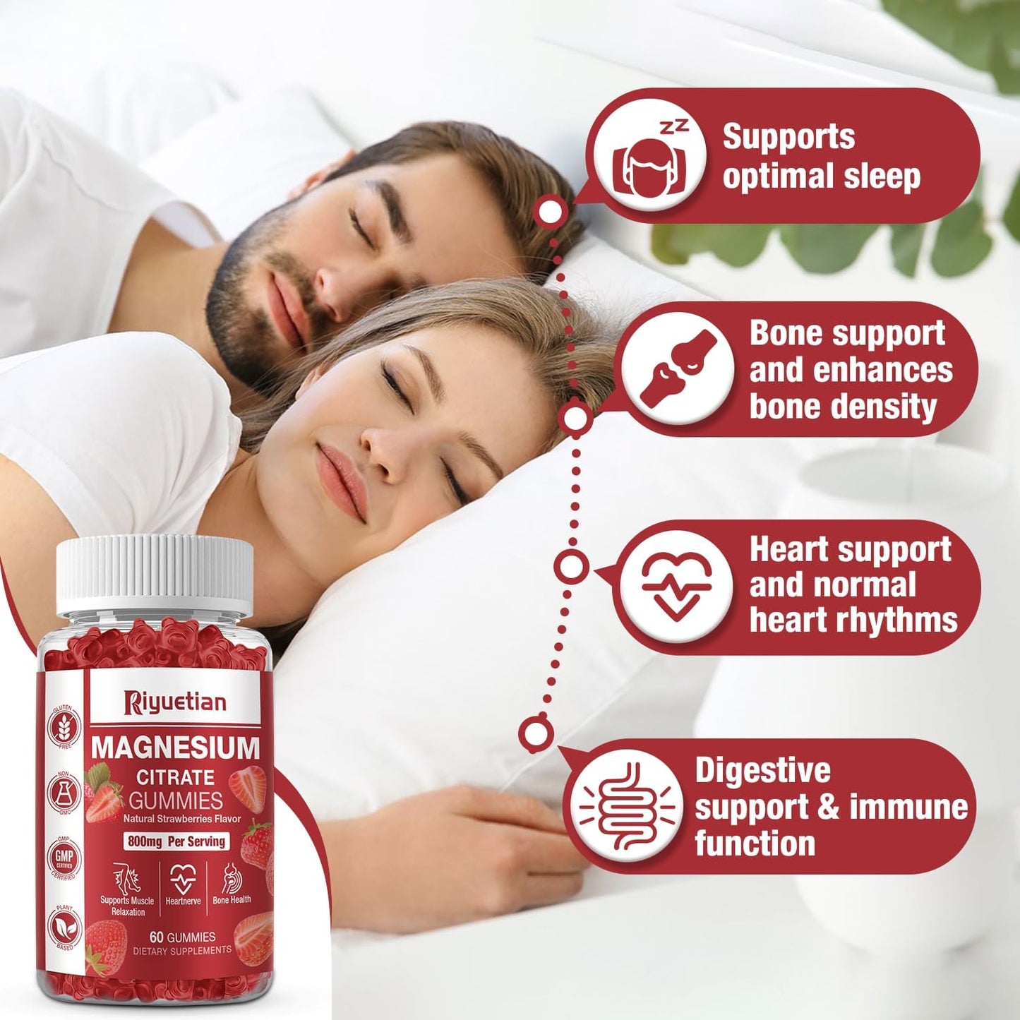 Vegan Magnesium Citrate Gummies 800mg - 2 Pack for Muscle, Bone, Energy - Relaxation Support - 120 Count