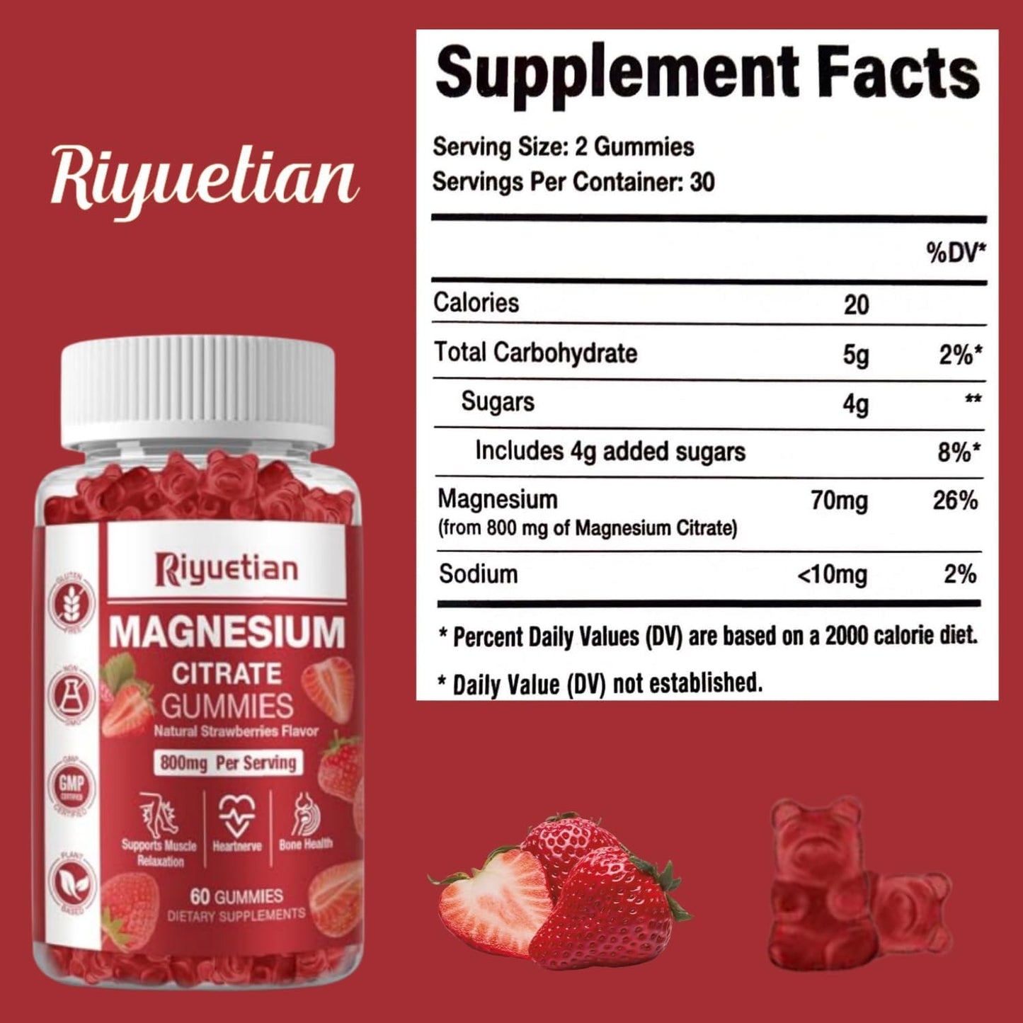 Vegan Magnesium Citrate Gummies 800mg - 2 Pack for Muscle, Bone, Energy - Relaxation Support - 120 Count